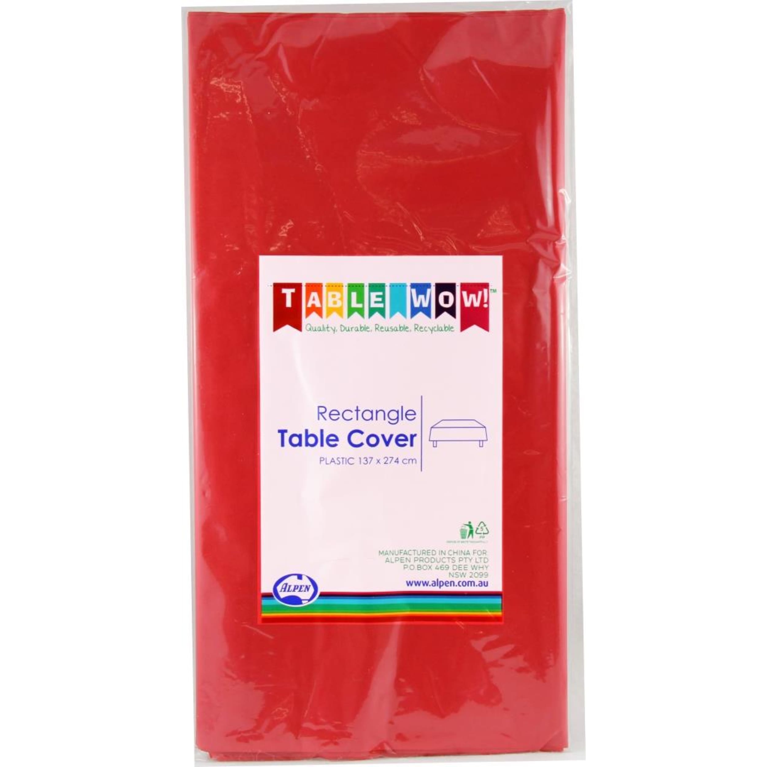 TableWow! Red Rectangle Tablecover