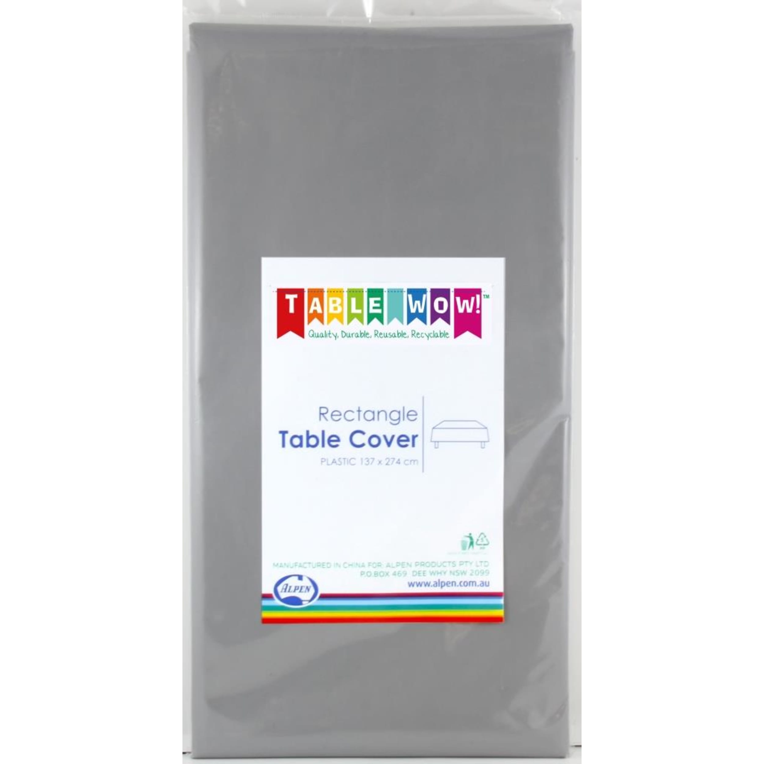TableWow! Silver Rectangle Tablecover