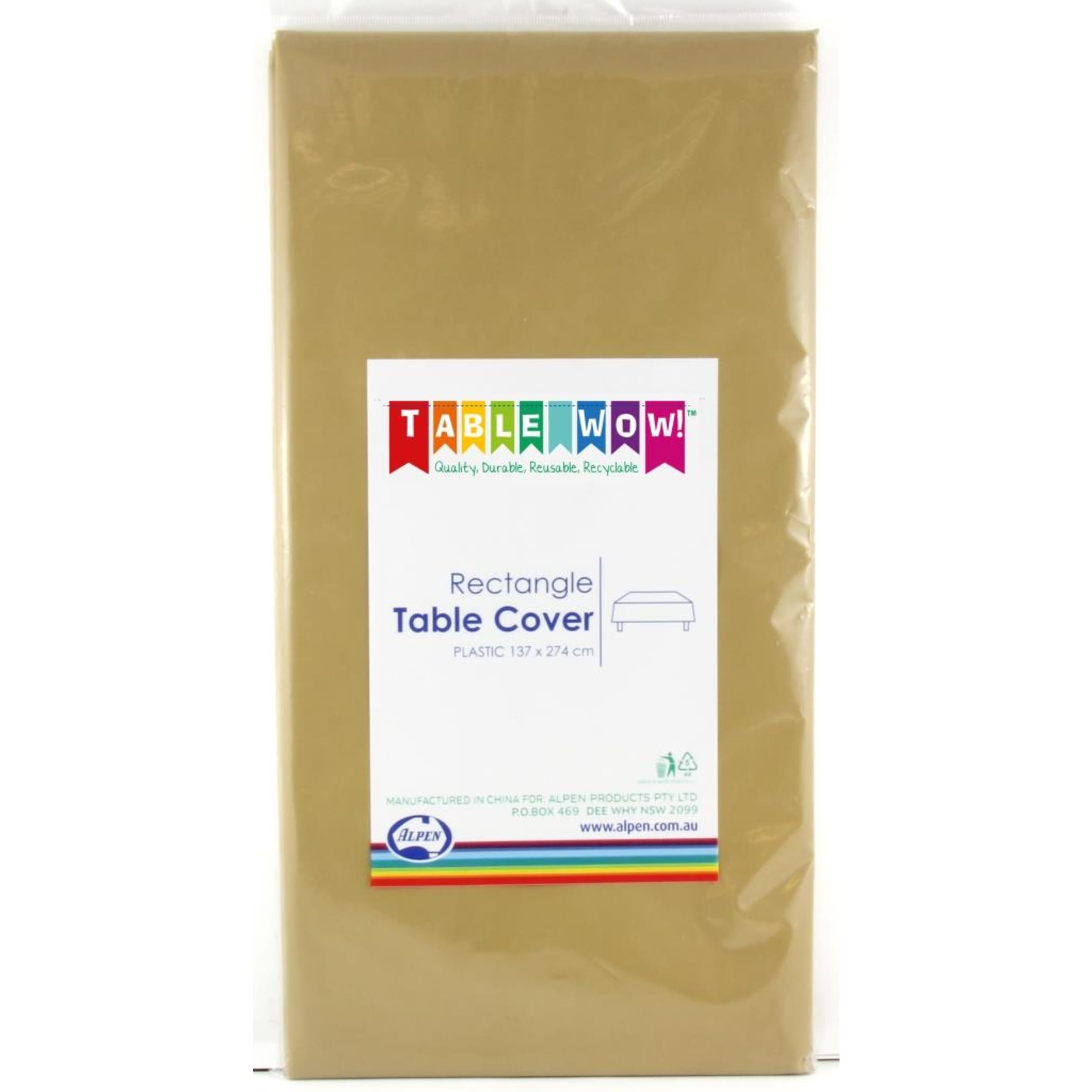 TableWow! Gold Rectangle Tablecover
