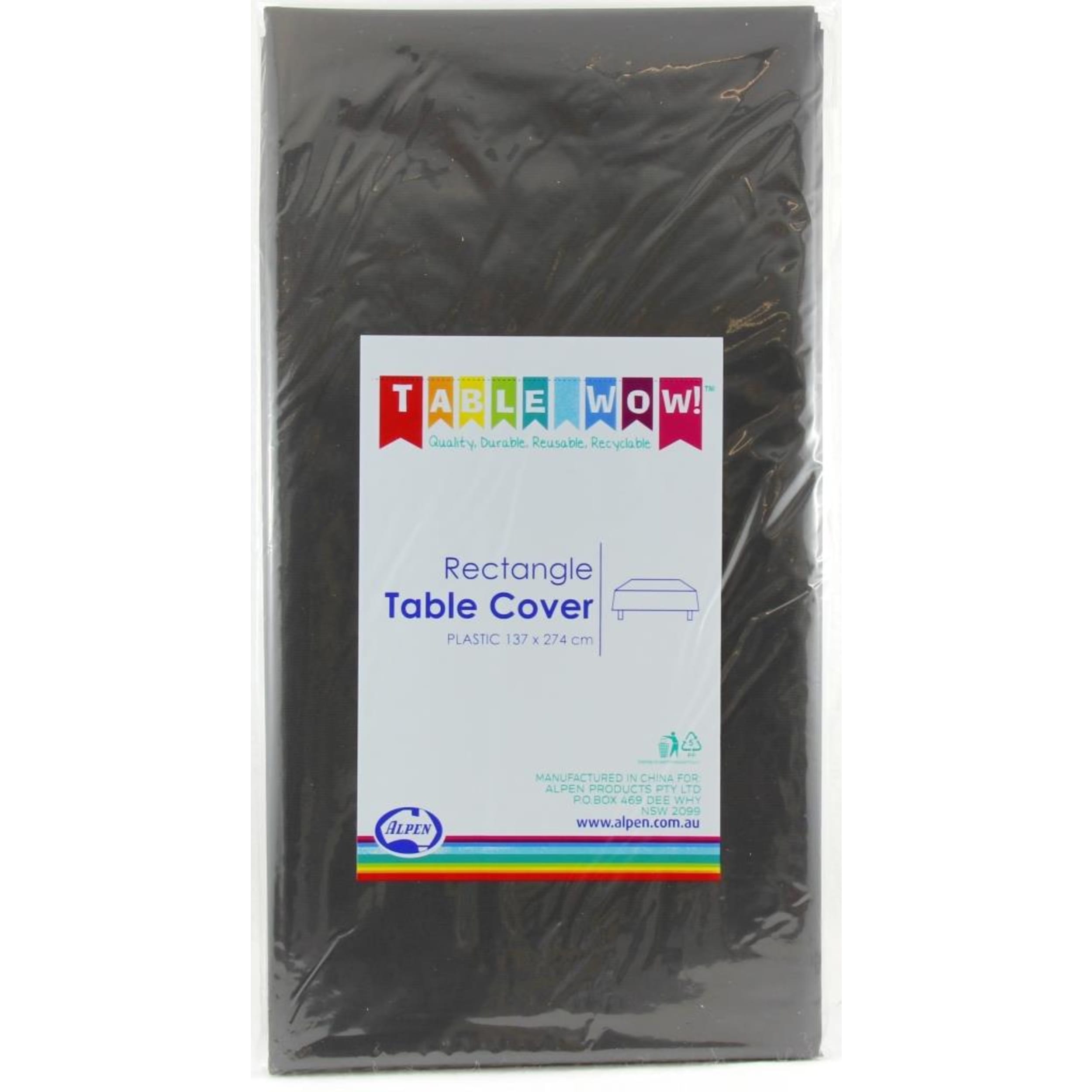 TableWow! Black Rectangle Tablecover
