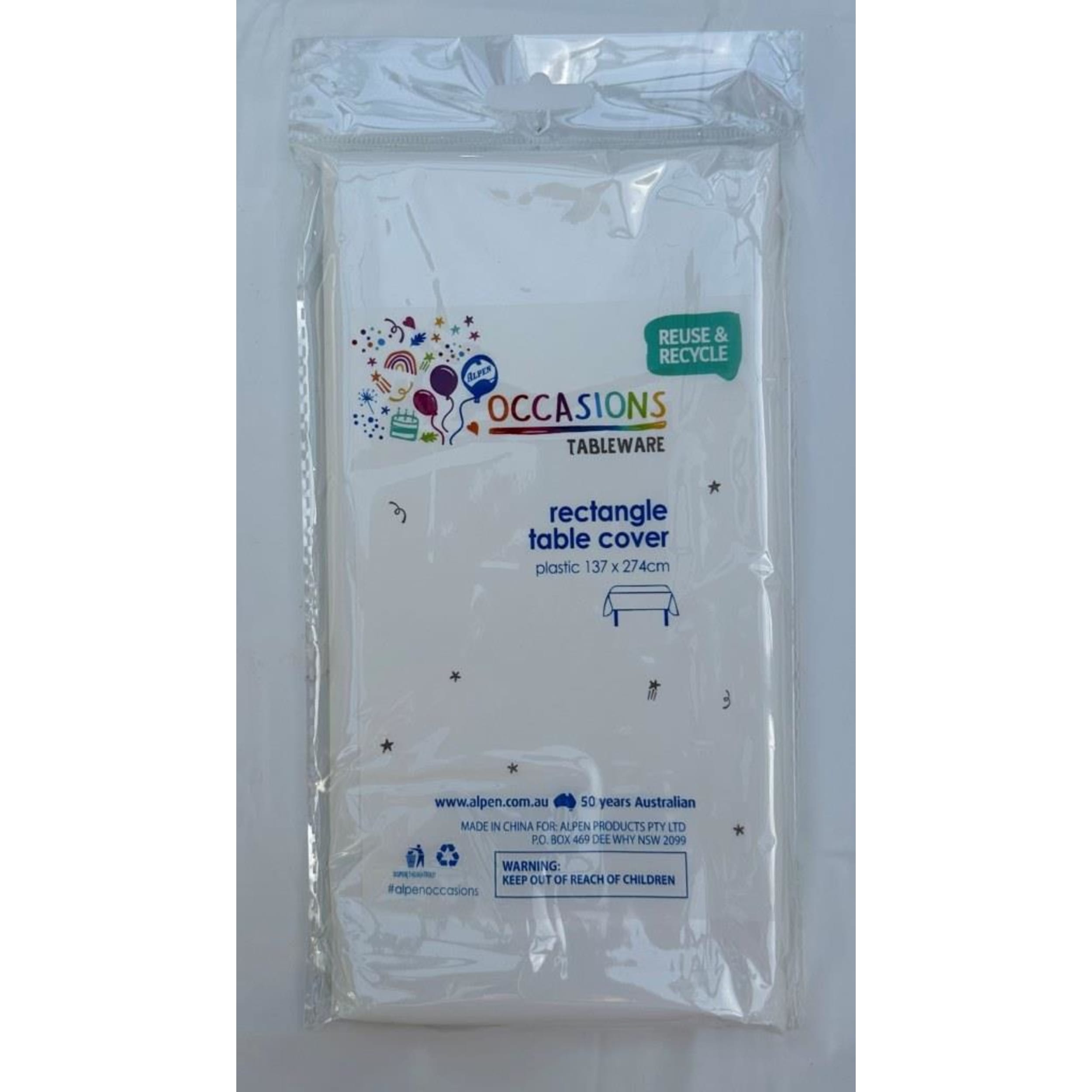 TableWow! White Compact Rectangle Tablecover 137x274cm