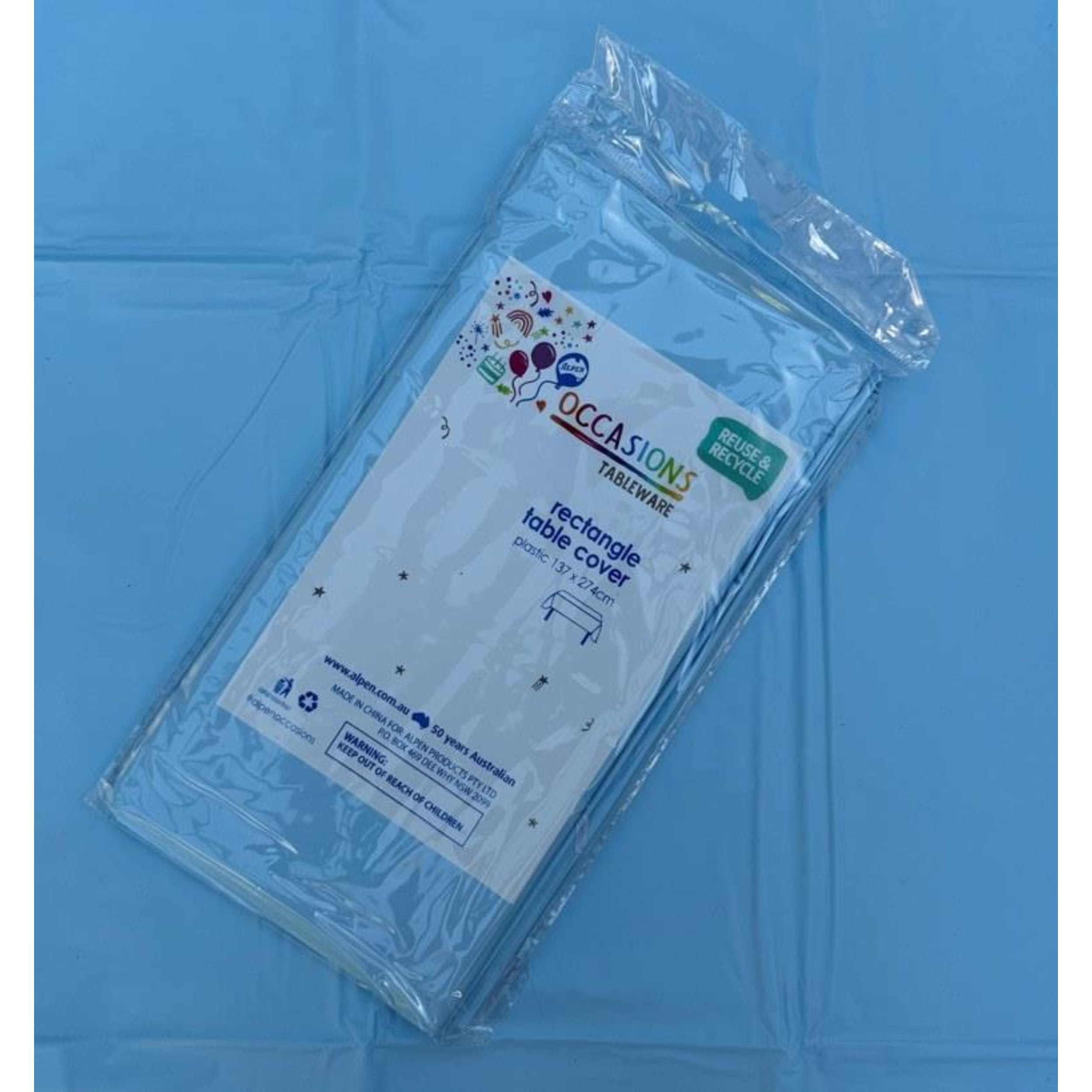 TableWow! Light Blue Compact Rectangle Tablecover 137x274cm