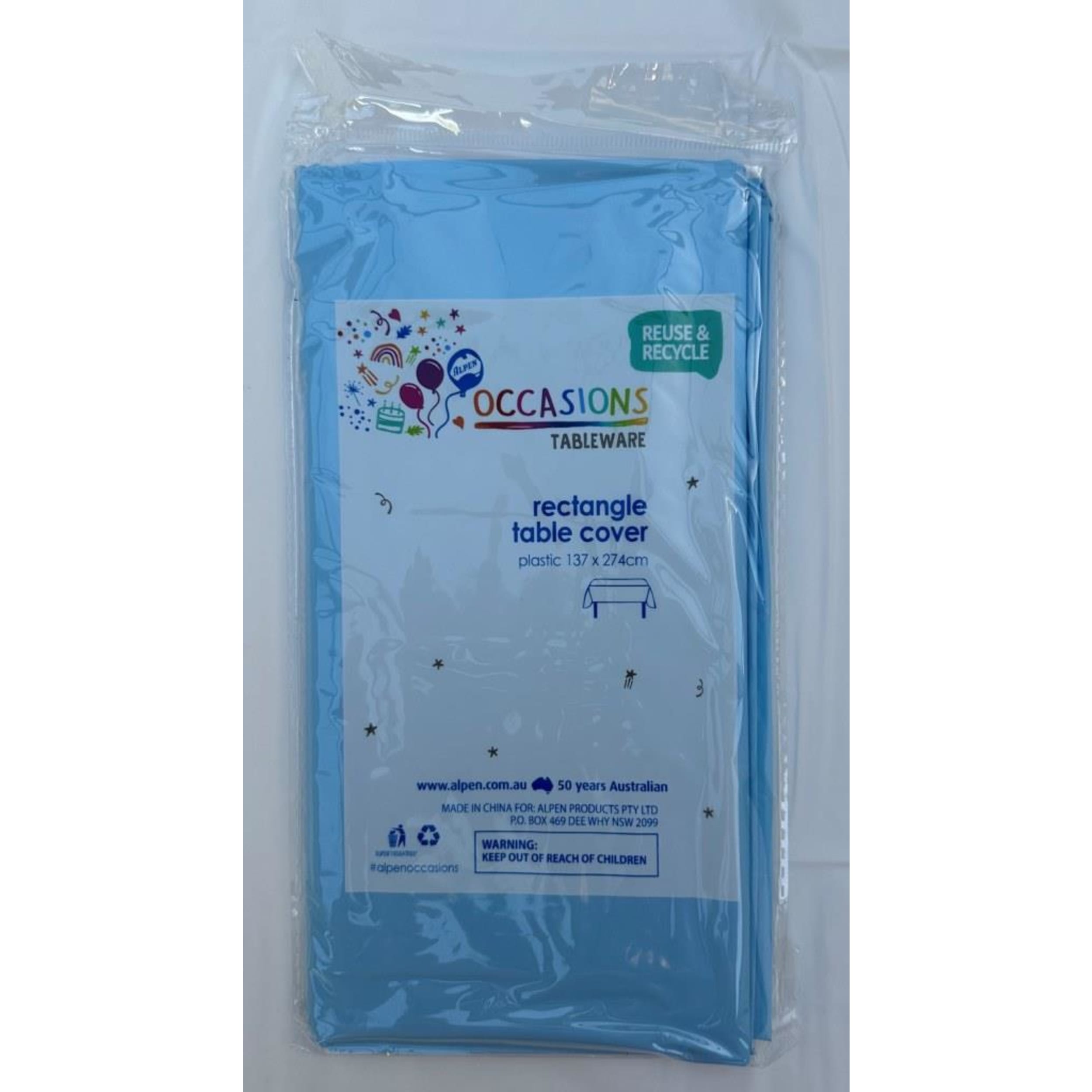 TableWow! Light Blue Compact Rectangle Tablecover 137x274cm