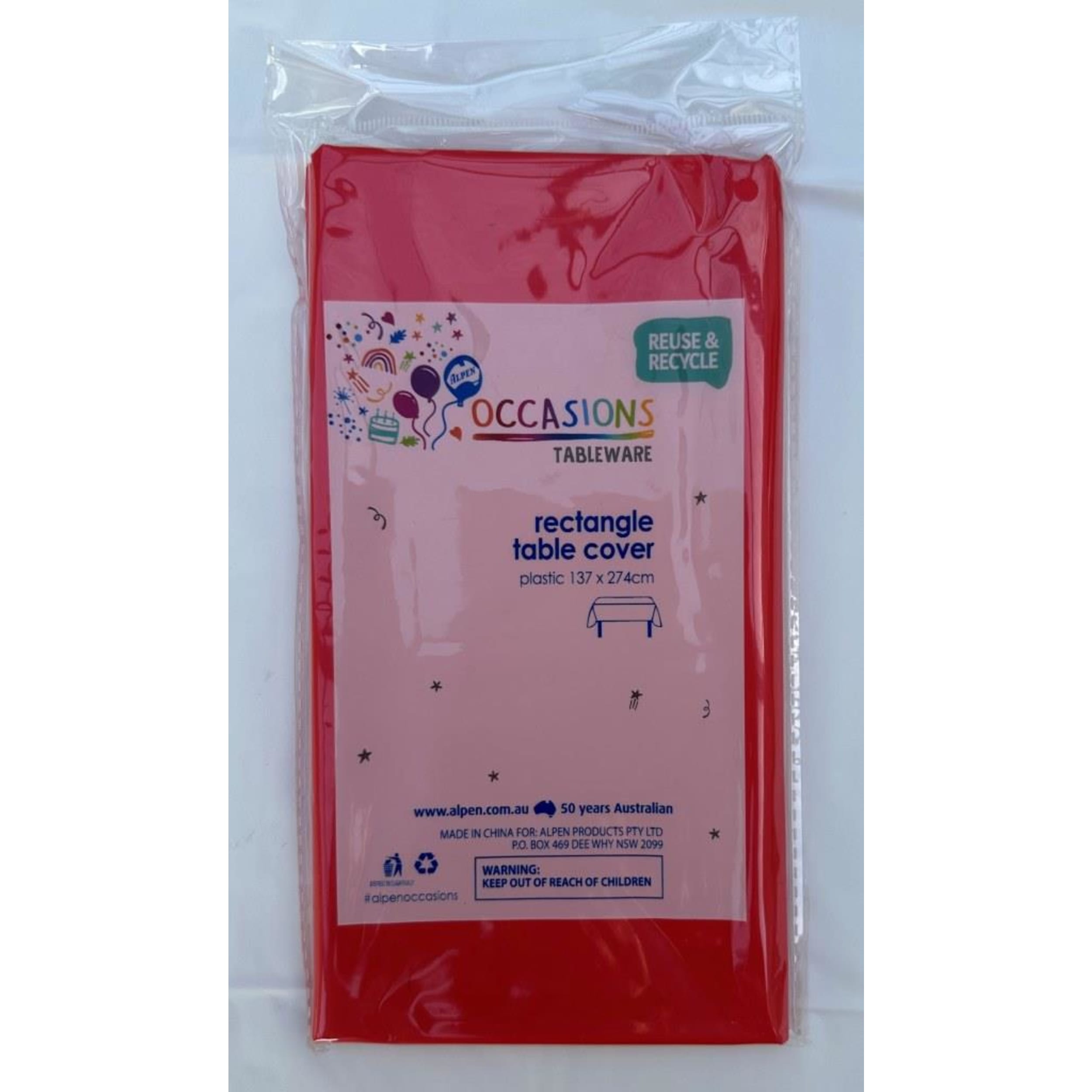 TableWow! Red Compact Rectangle Tablecover 137x274cm