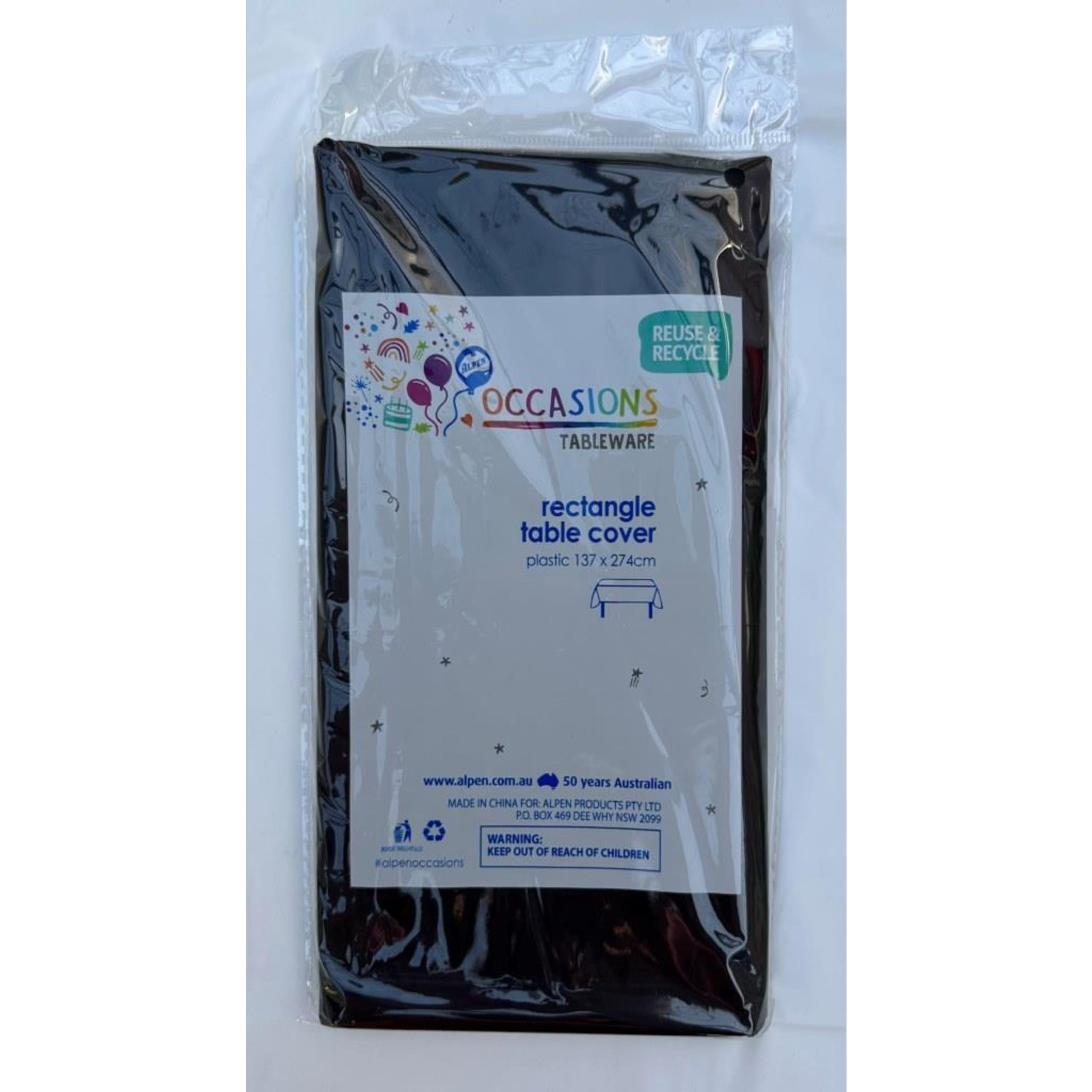 TableWow! Black Compact Rectangle Tablecover 137x274cm