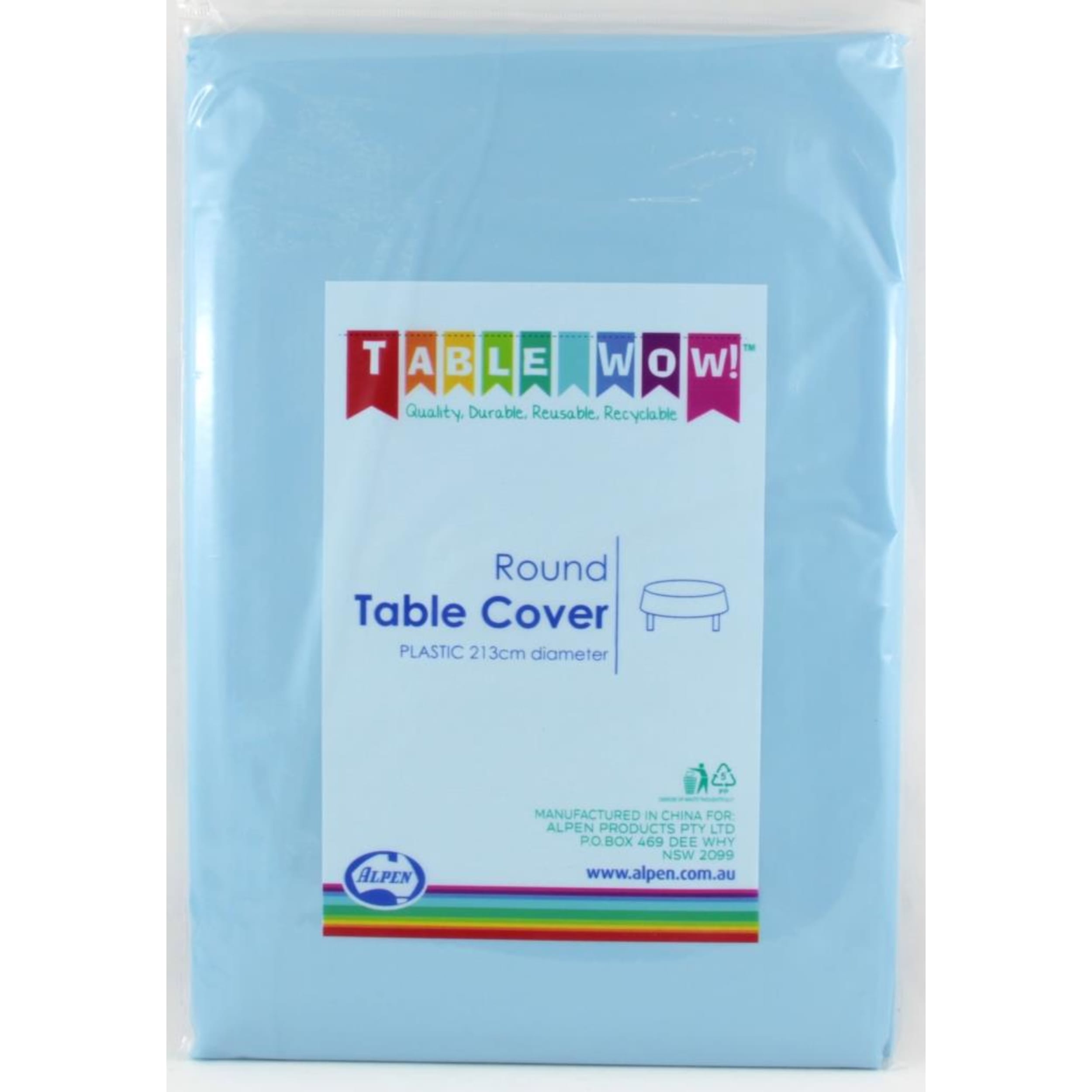 TableWow! Light Blue Round Tablecover