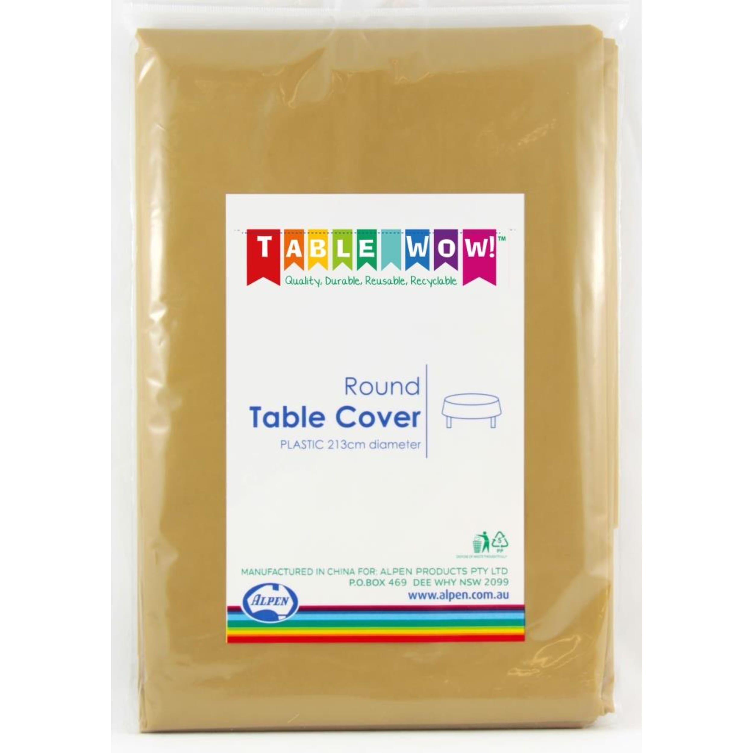 TableWow! Gold Round Tablecover