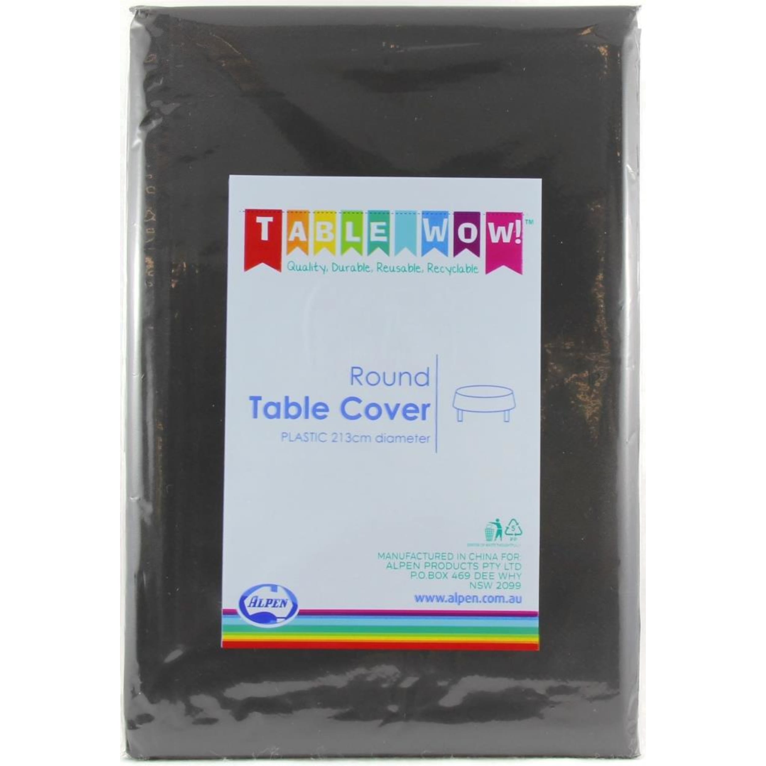 TableWow! Black Round Tablecover
