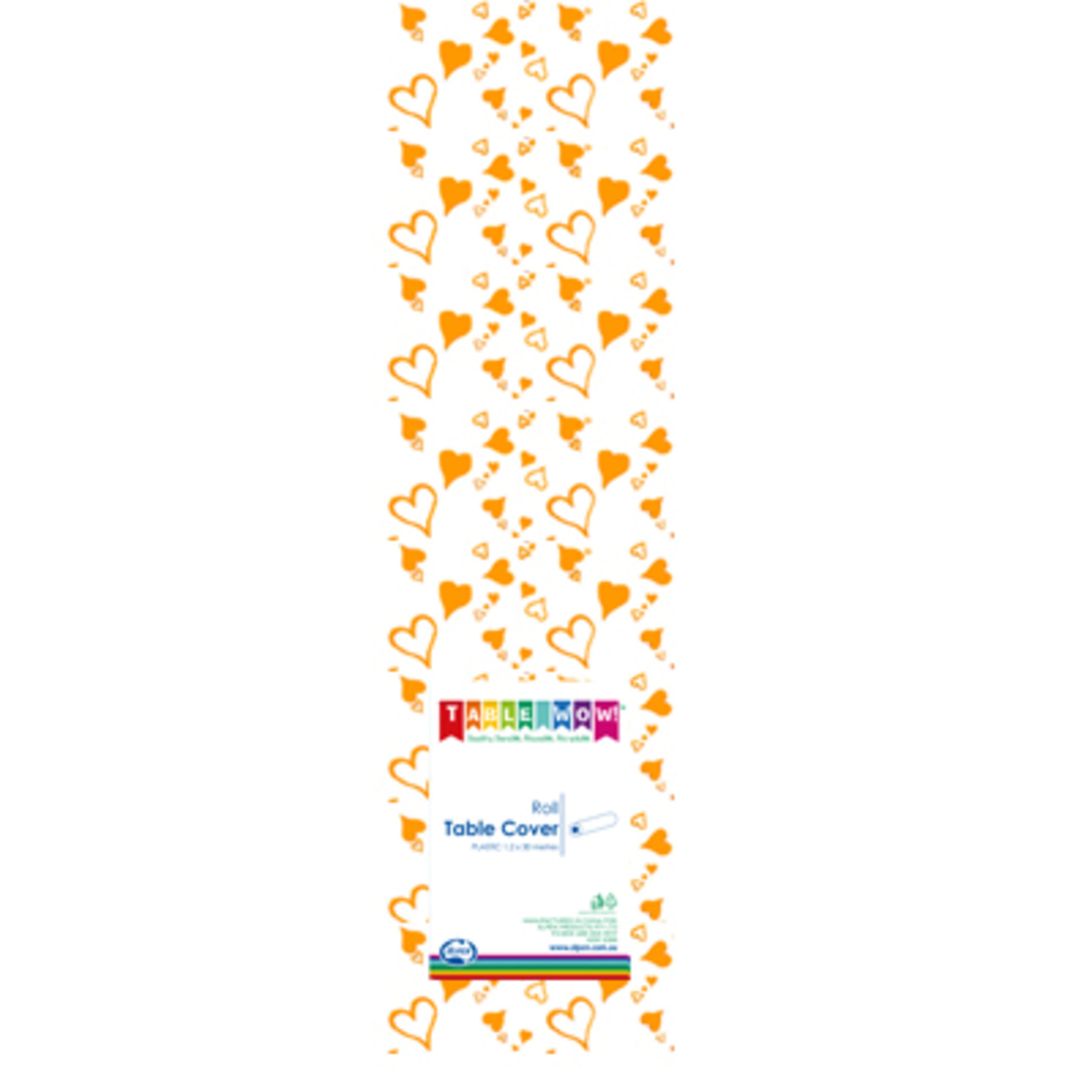 TableWow! Clear-Gold Hearts Printed Tablecover 30m 1 Roll