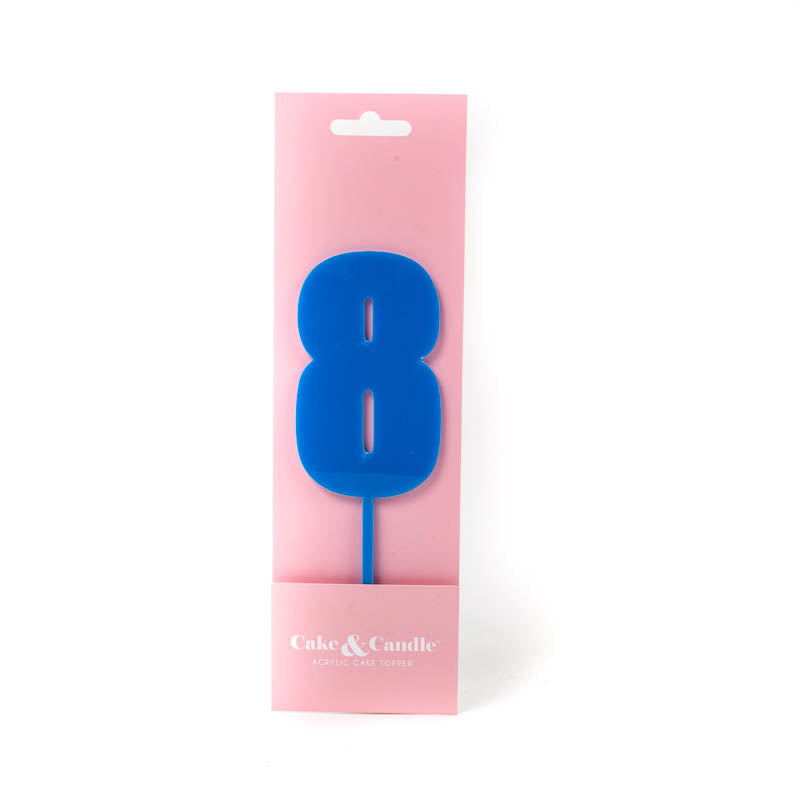 Cake & Candle Mega Number 8 Cake Topper Blue