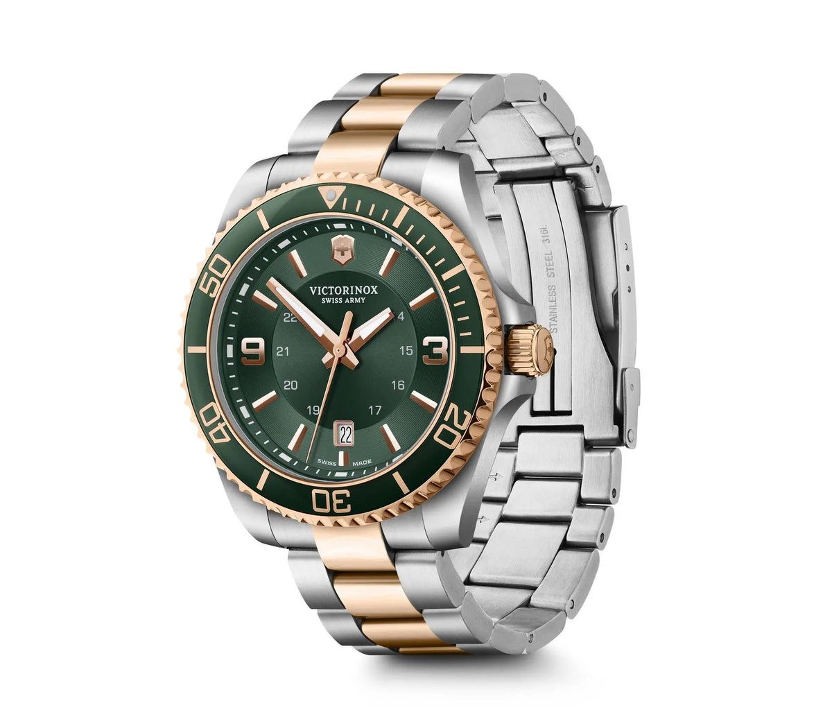 Victorinox Maverick 5N Two Tone Green Dial on 5N Two Tone Bracelet