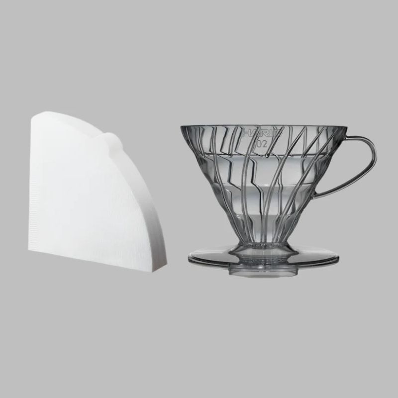 Hario V60 Plastic Dripper 02 with Papers - Transparent Black