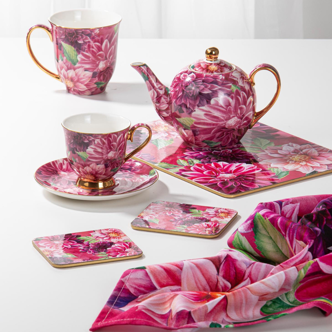 Ashdene Bold Blooms Pink Dahlia Teapot