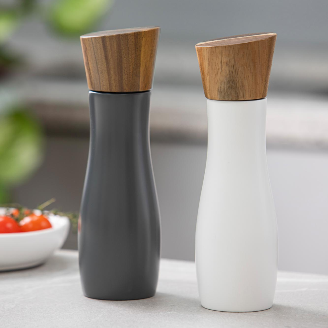 Ladelle Essentials White & Charcoal Salt & Pepper Grinders