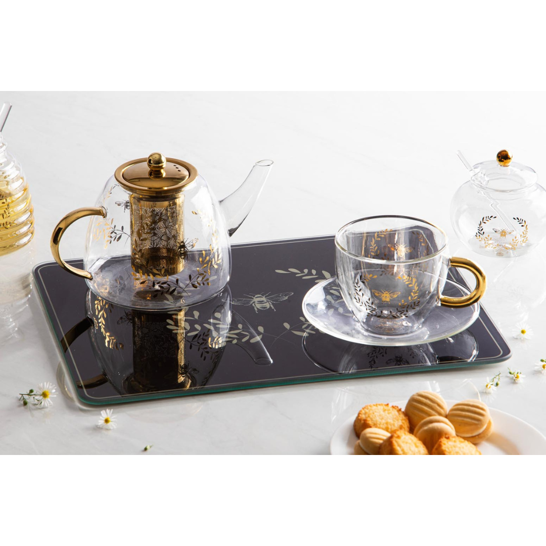 Ashdene Elegant Bee Glass Infuser Teapot