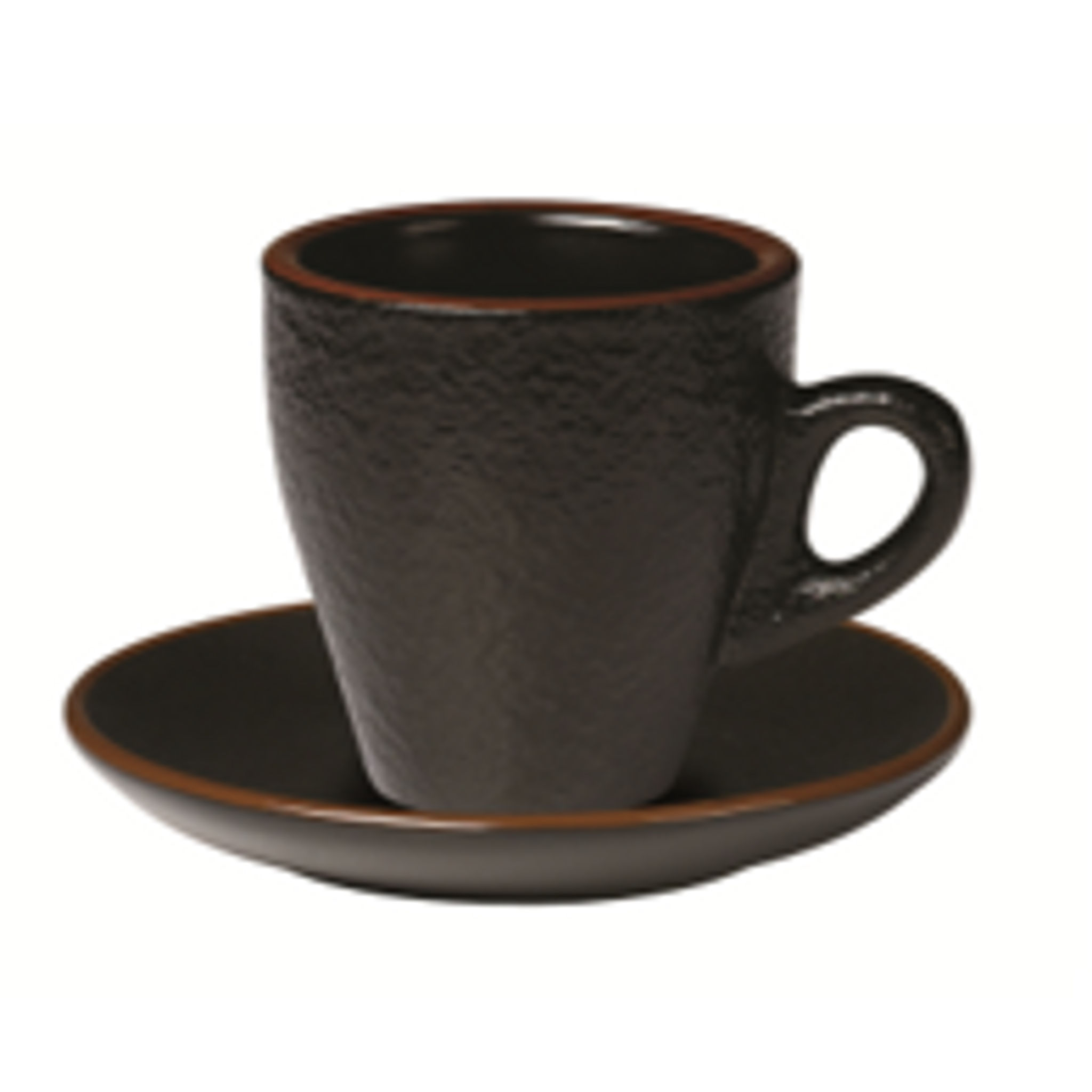Incasa Tulip Cappuccino Saucer Textured Ripple Black (200ml) 6 Pack