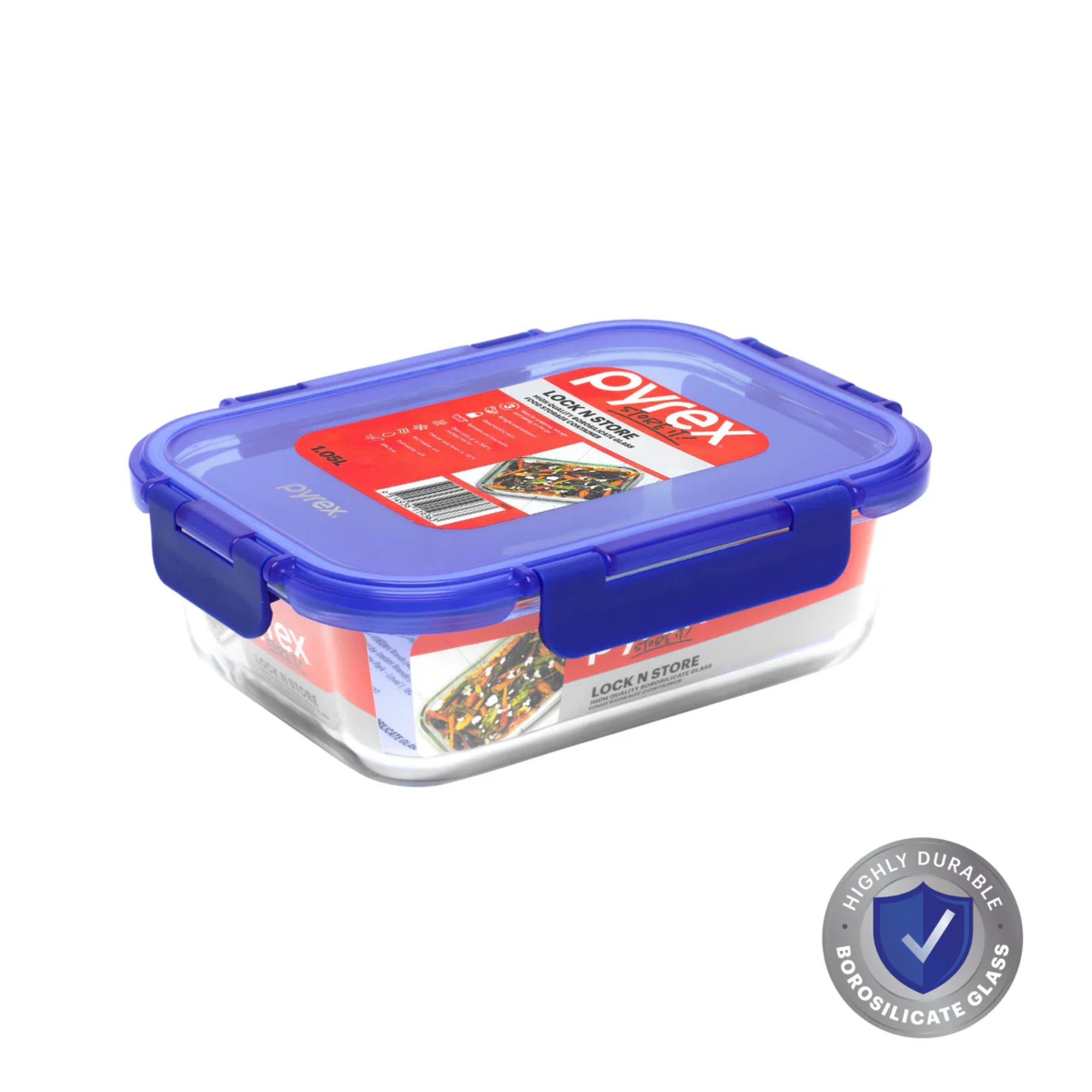 Pyrex Lock N Store Glass Rectangle Container (1L)