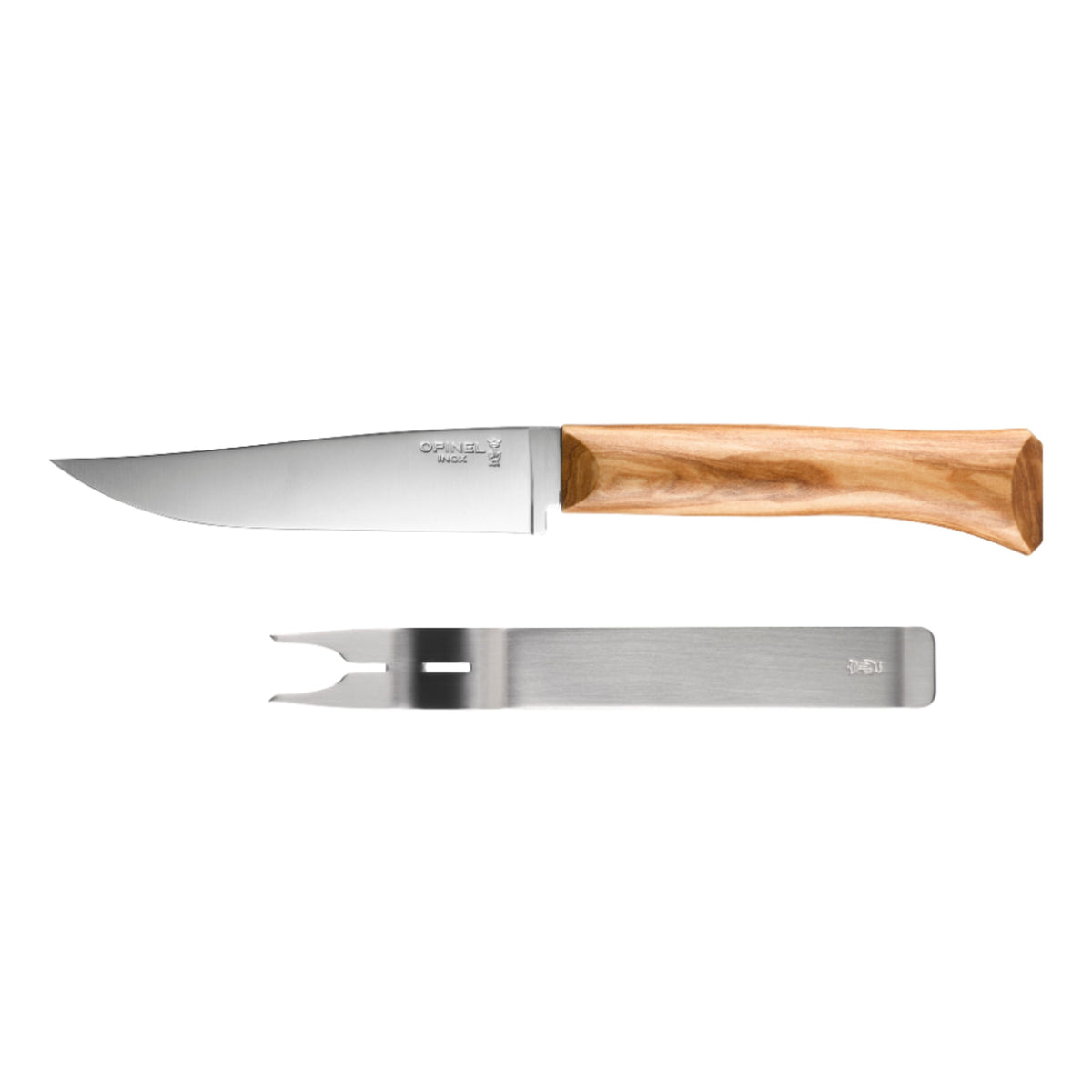 Opinel Cheese Knife & Fork 2 Piece Set Olive