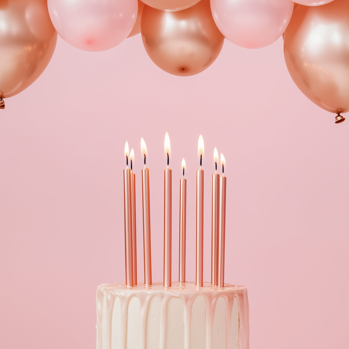 Cake & Candle Tall Cake Candles Rose Gold 12cm 12 Pack