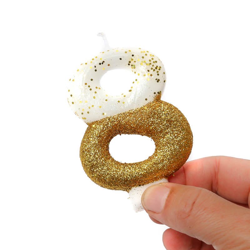 Cake & Candle Glitter Dipped Candle Number 8 Gold 8cm