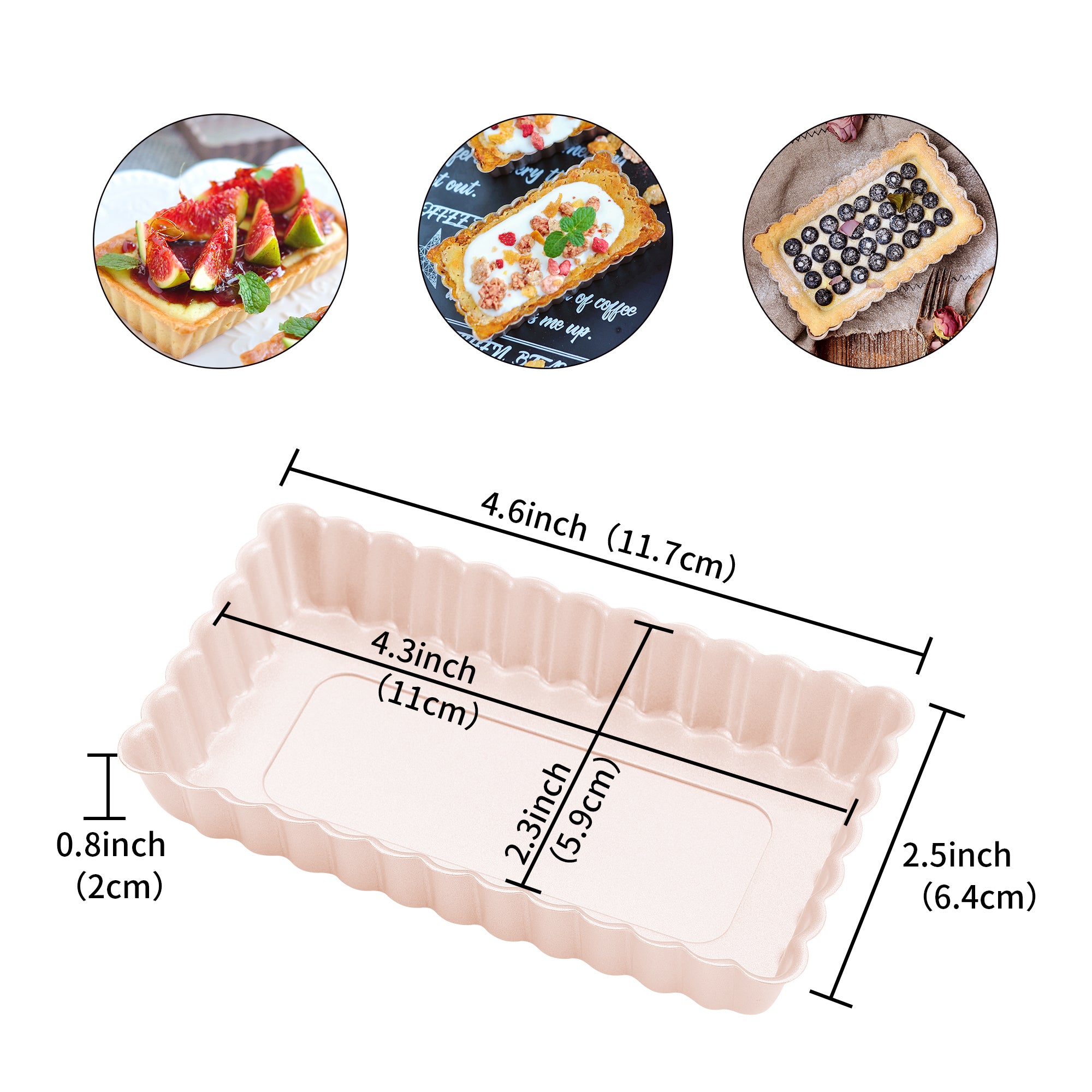 CHEFMADE Mini Rectangular Tart Pan with Loose Base Set of 4 (WK9037-4)