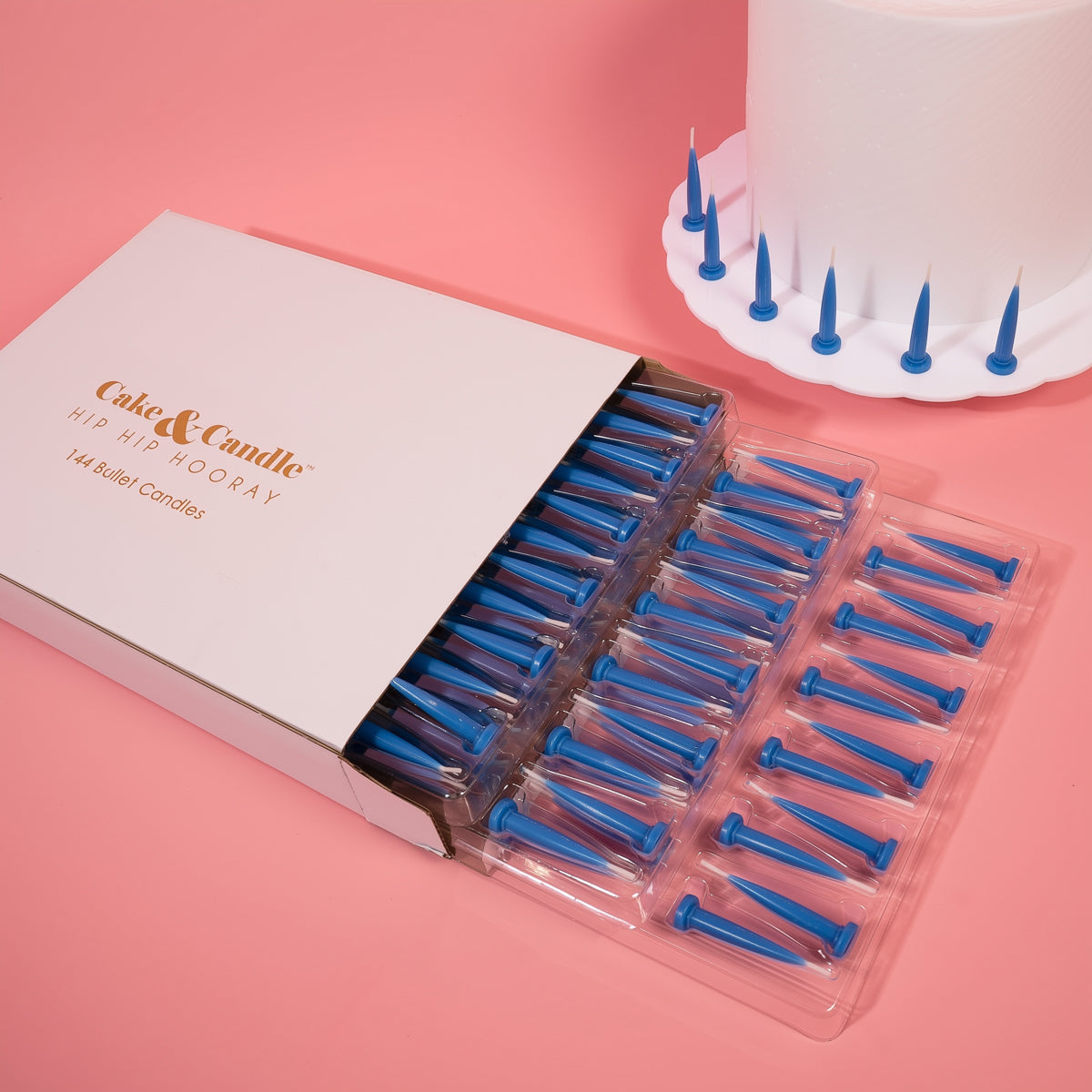 Cake & Candle Bullet Candles Navy Blue 144 Pack