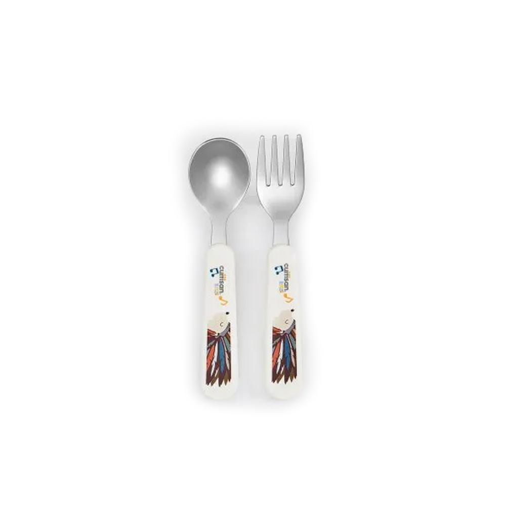 Cuitisan Infant Spoon & Fork Set with Case Yellow