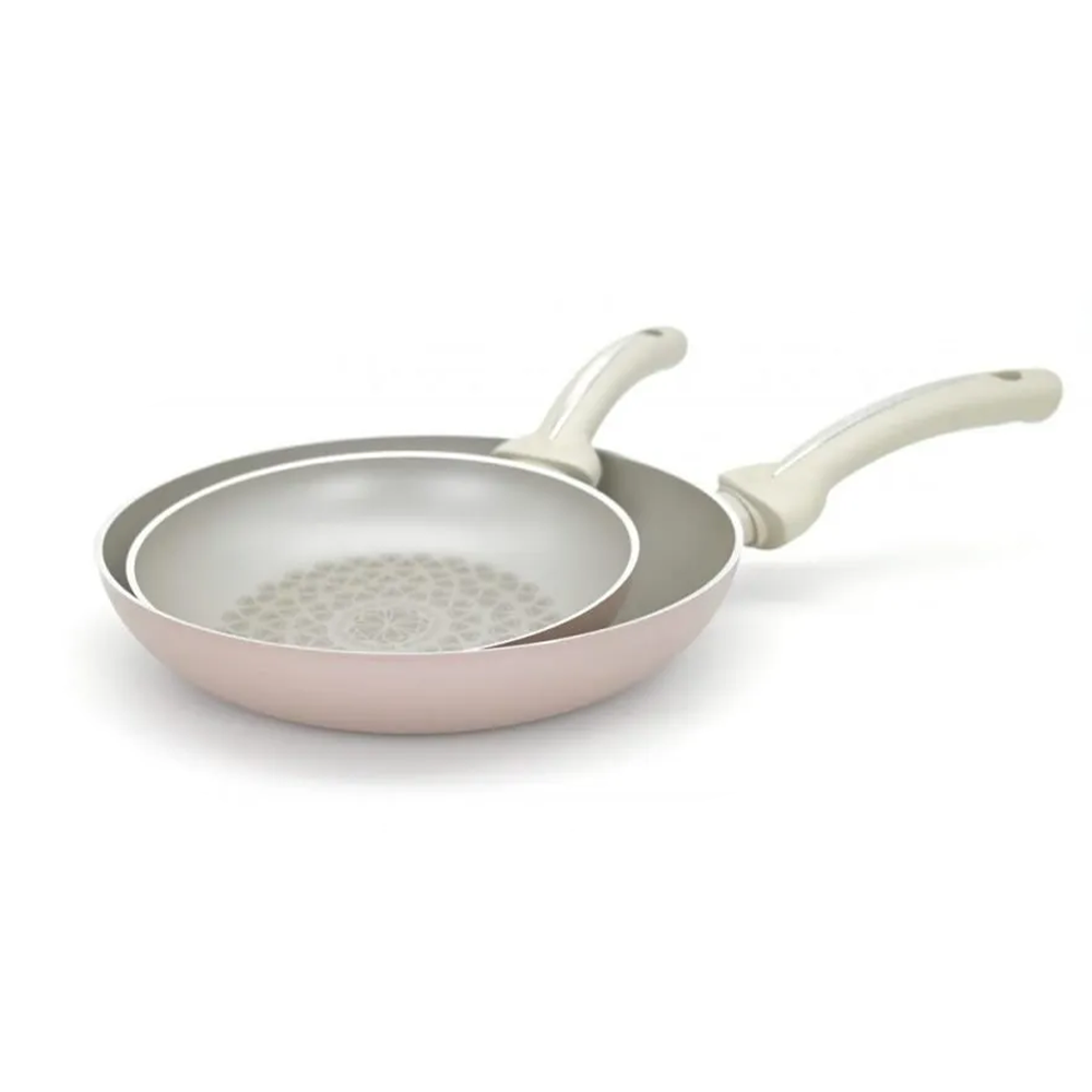 Pensofal 9pc Set, 2 Frypans, PastasiBaby/Family, Saucepan, GlassLids, Rose Pink