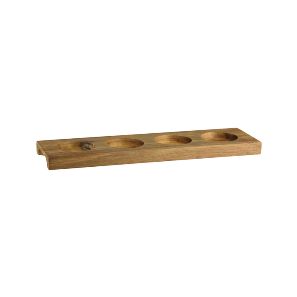 Longfine 4 Compartment Wooden Ramekin Tray Round