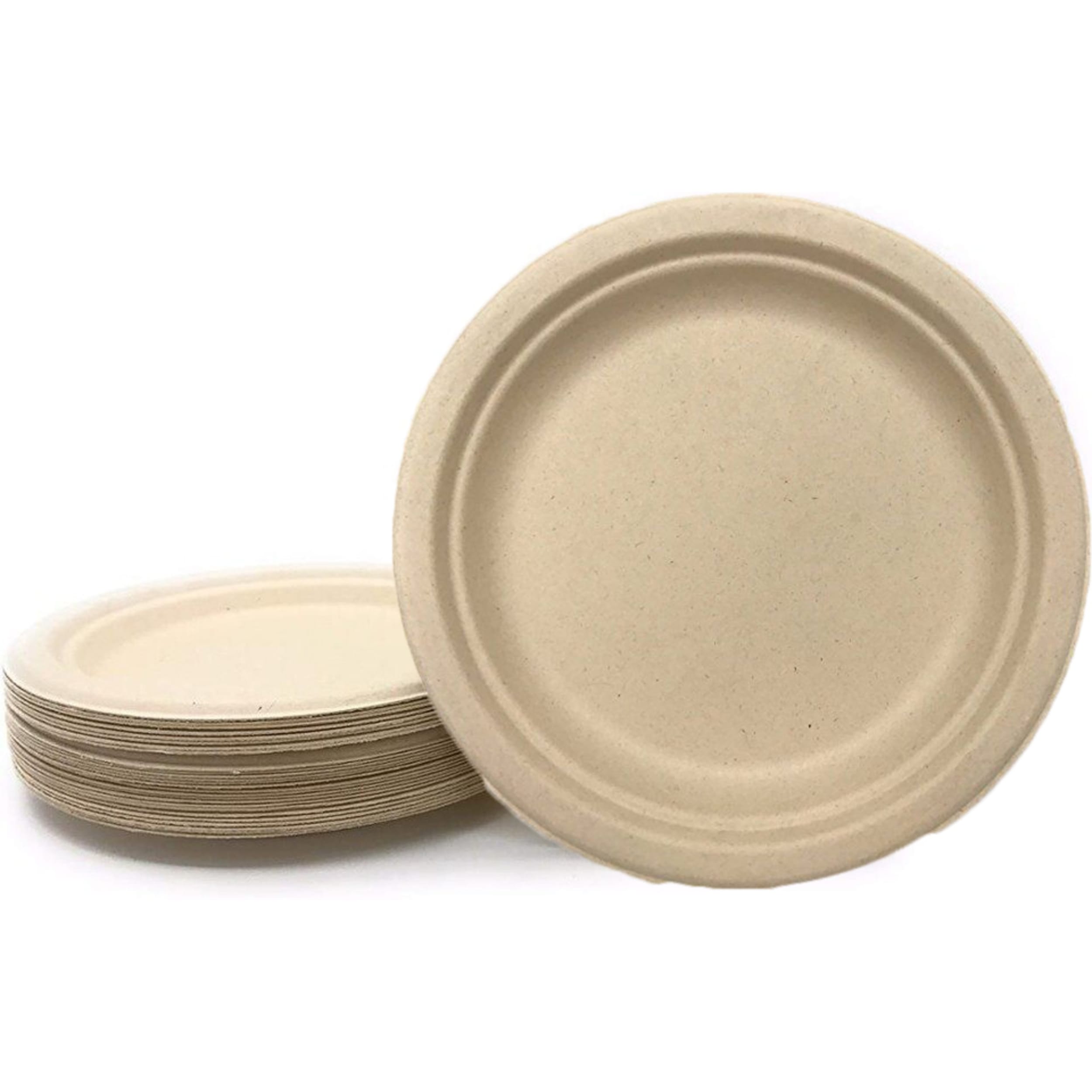 Eco Collection Sugarcane Lunch Plates 180mm Natural (50 Pack)