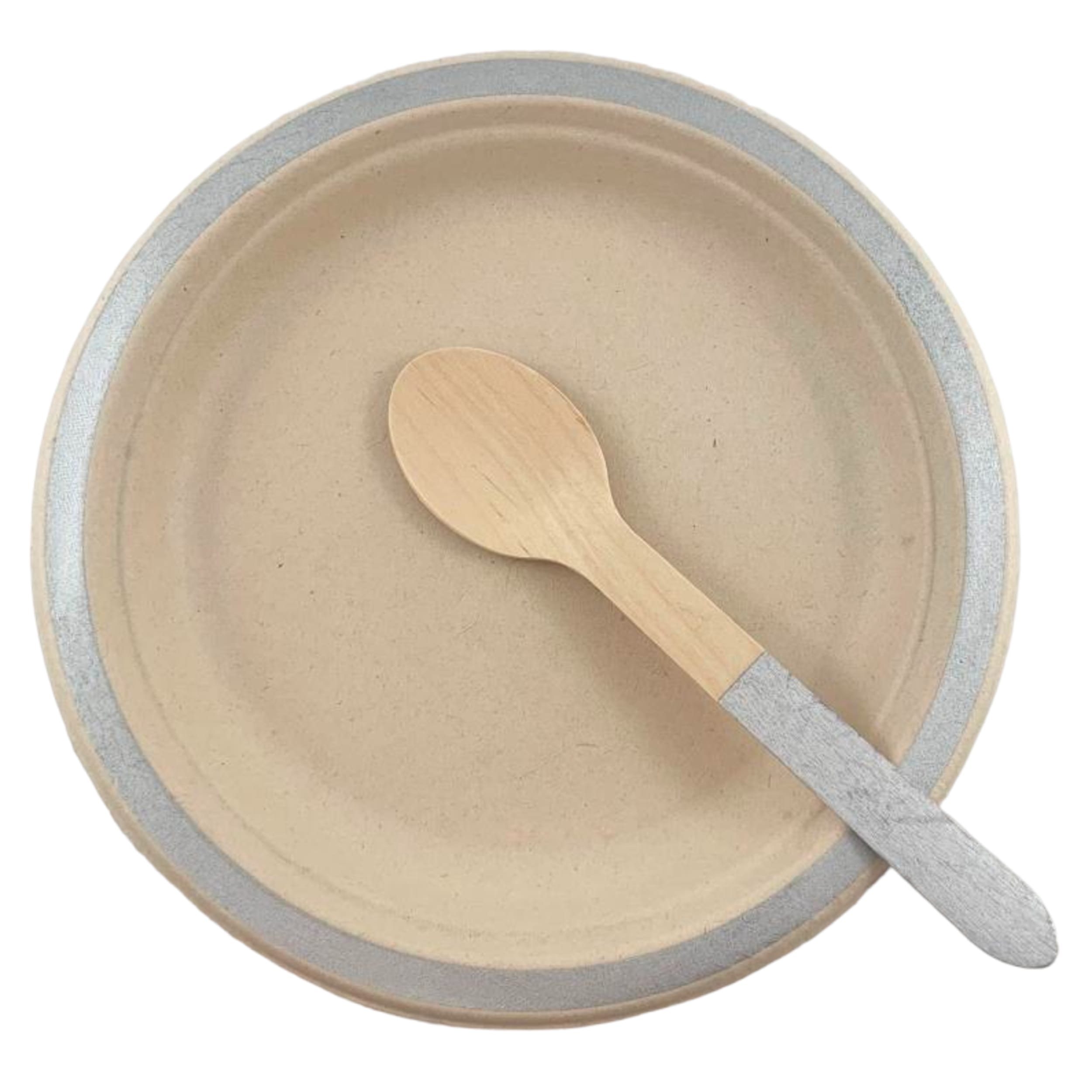 Eco Collection Sugarcane White Lunch Plates 180mm Silver Trim (10 Pack)