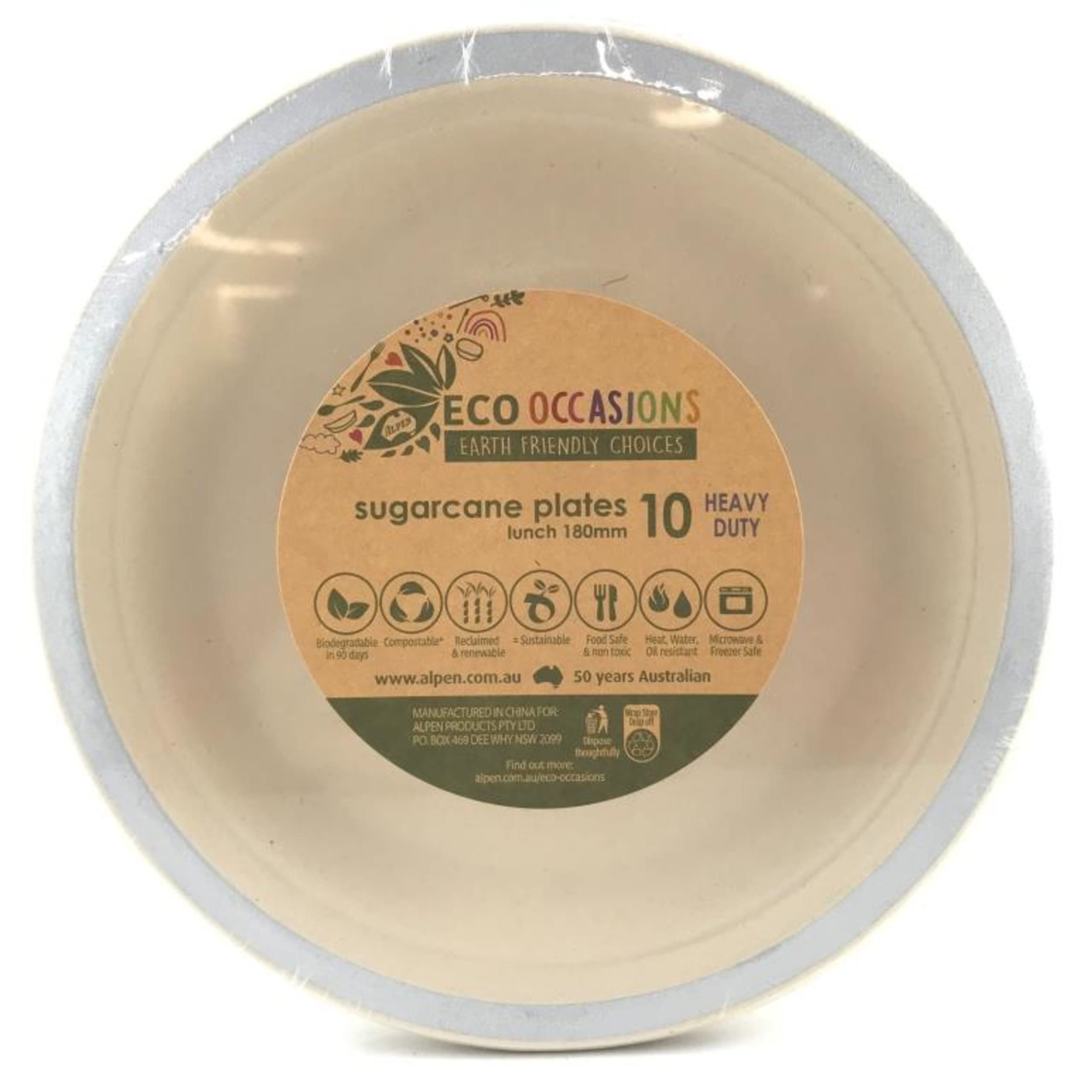 Eco Collection Sugarcane White Lunch Plates 180mm Silver Trim (10 Pack)