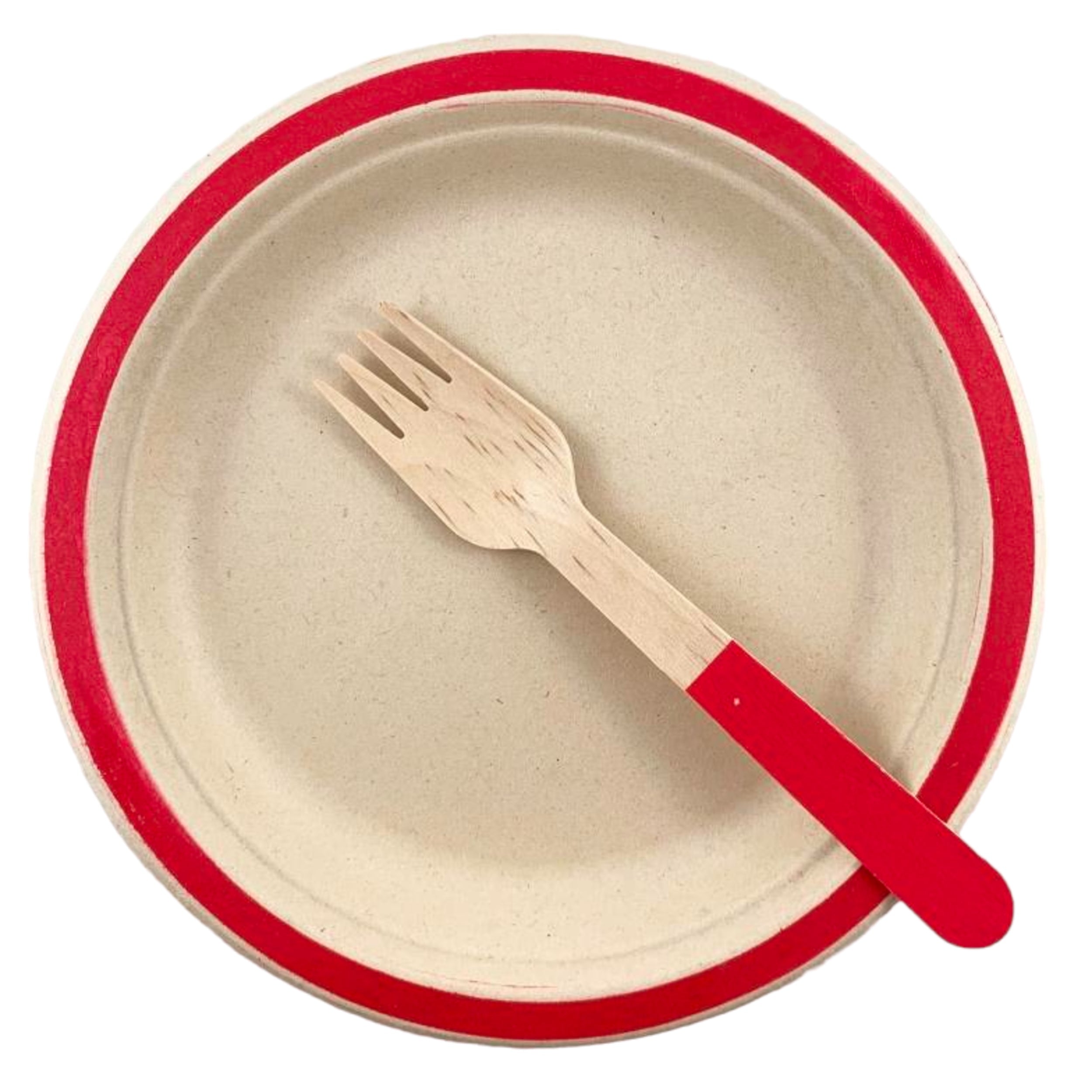 Eco Collection Sugarcane Lunch Plates 180mm Red (10 Pack)