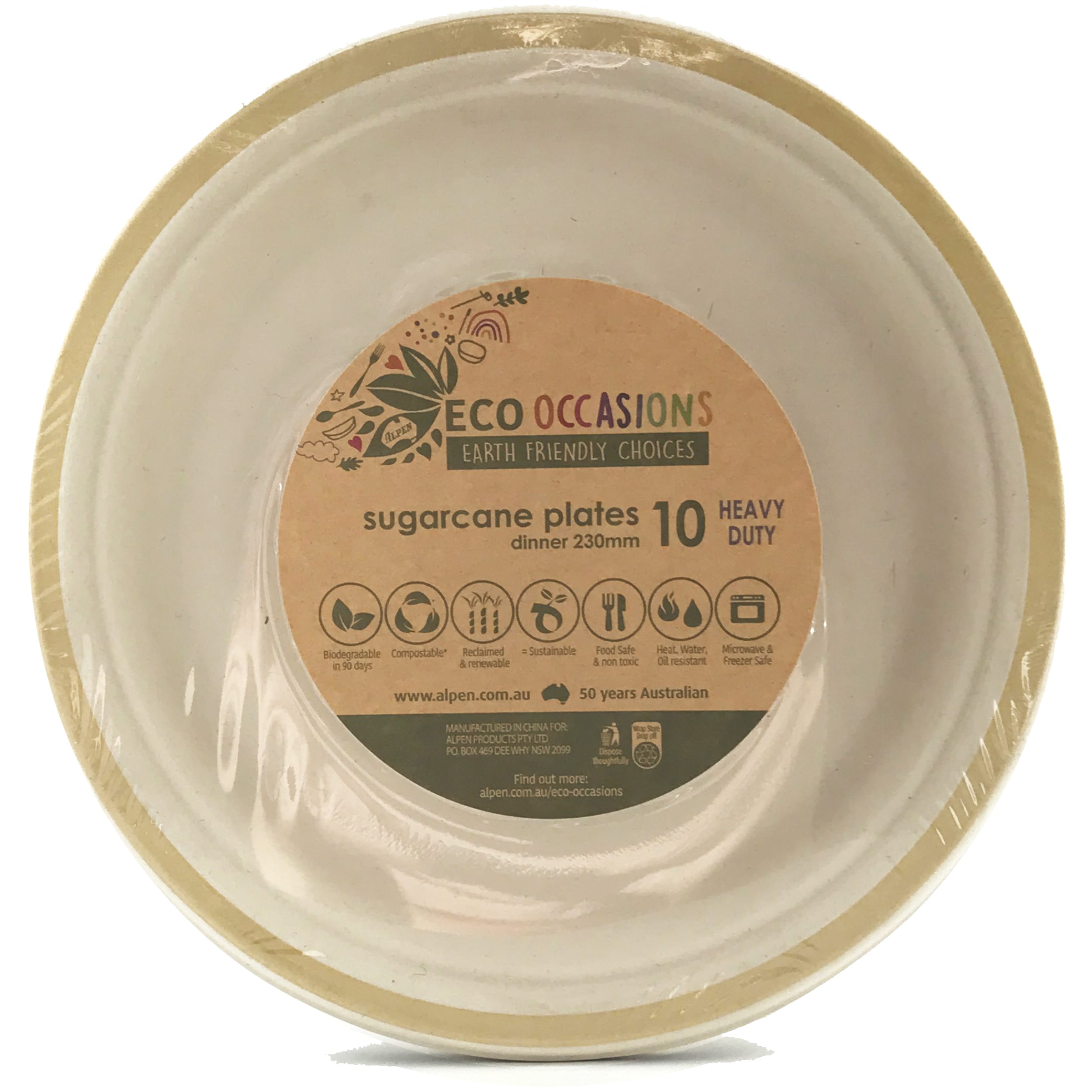 Eco Collection Sugarcane Dinner Plates 230mm Gold (10 Pack)