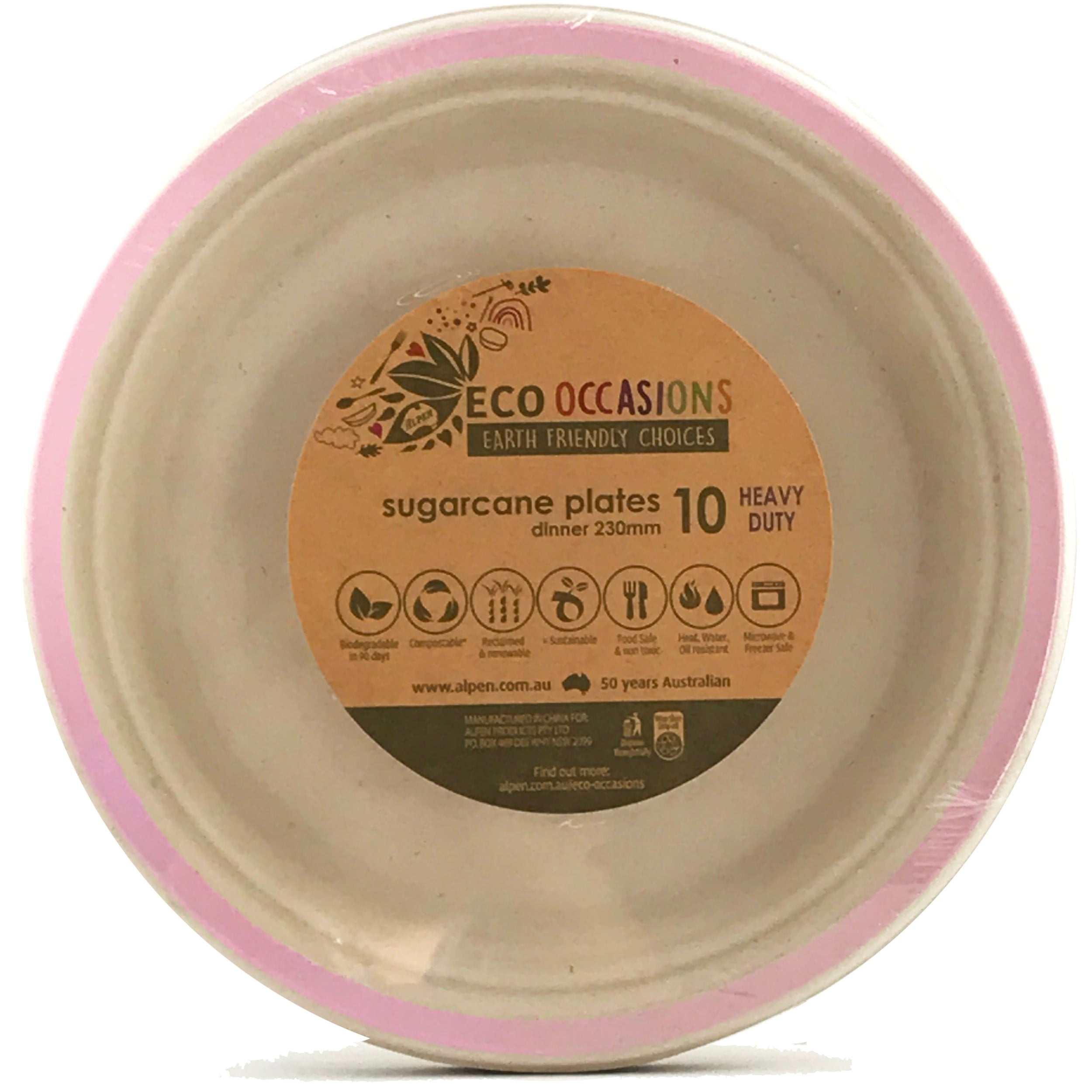 Eco Collection Sugarcane Dinner Plates 230mm Light Pink (10 Pack)