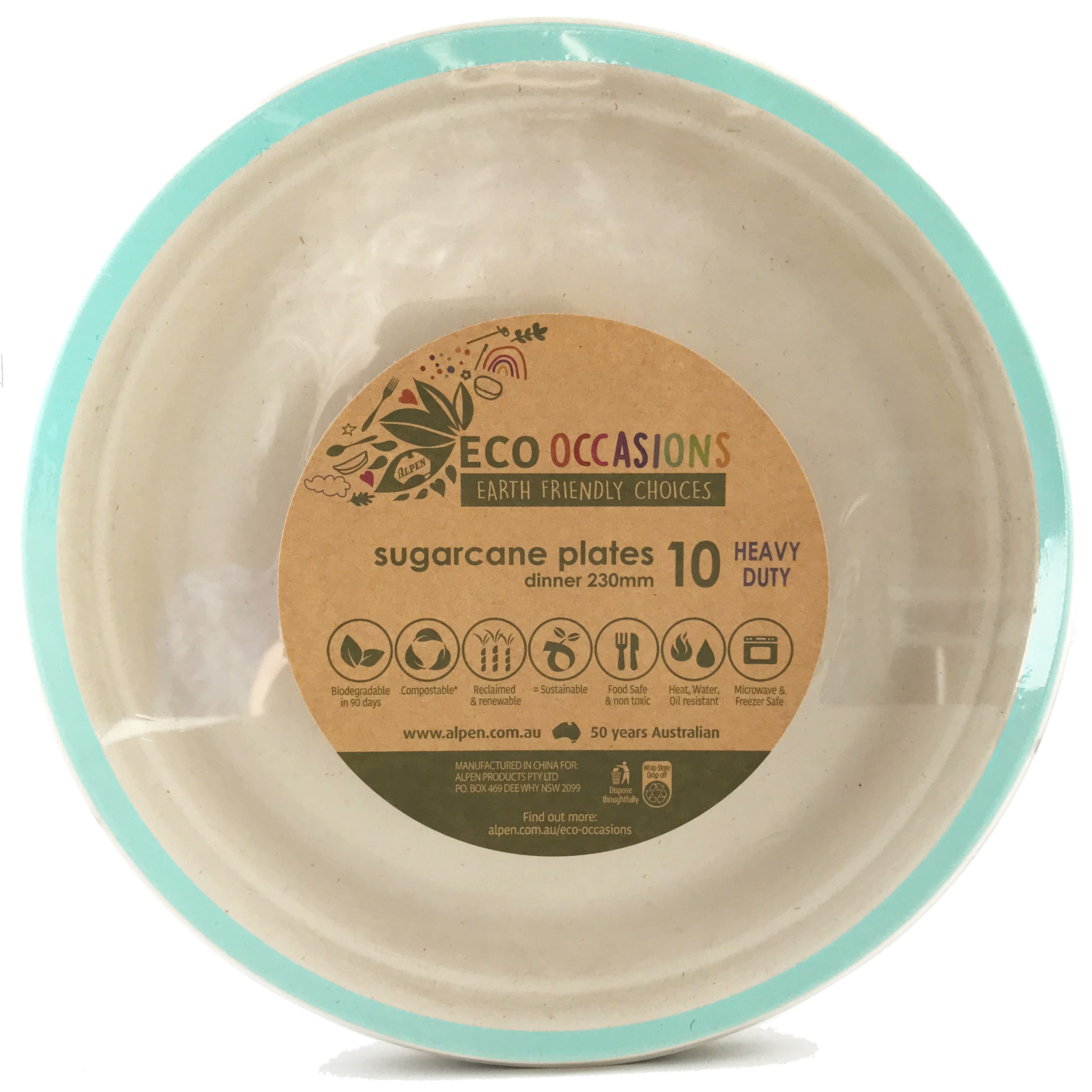 Eco Collection Sugarcane Dinner Plates 230mm Mint Green (10 Pack)