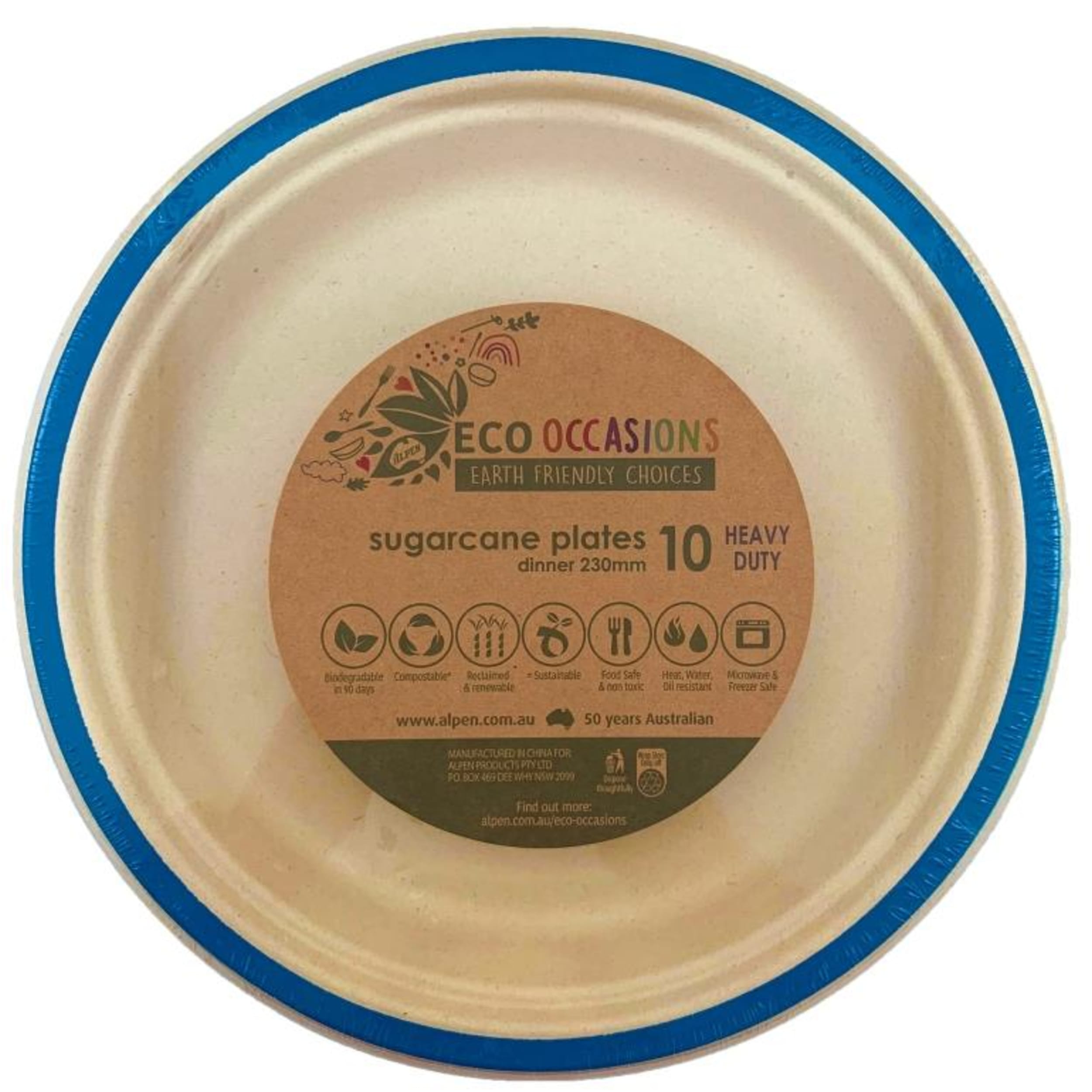 Eco Collection Sugarcane Dinner Plates 230mm Royal Blue (10 Pack)