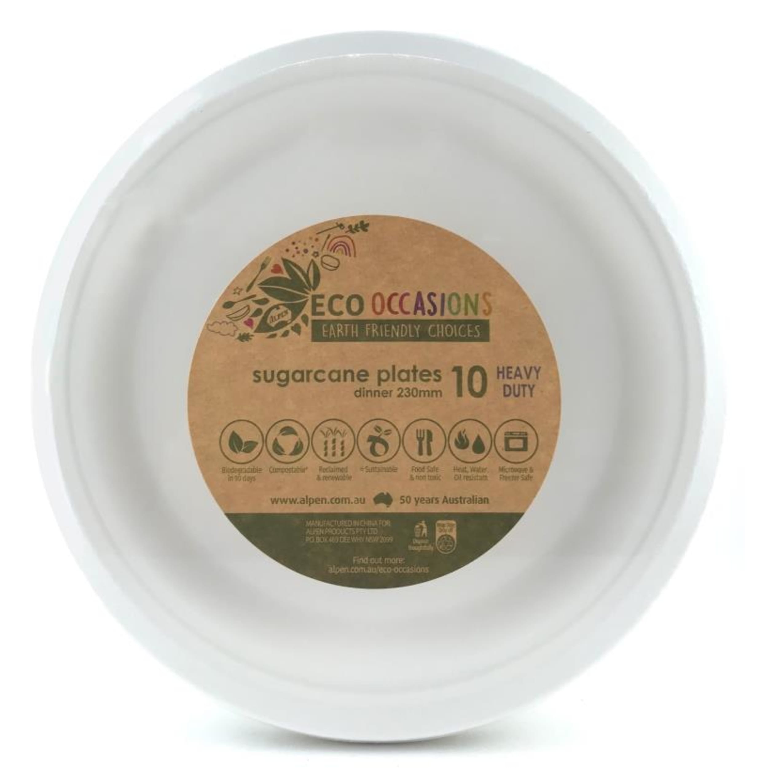 Eco Collection Sugarcane Dinner Plates 230mm White (10 Pack)