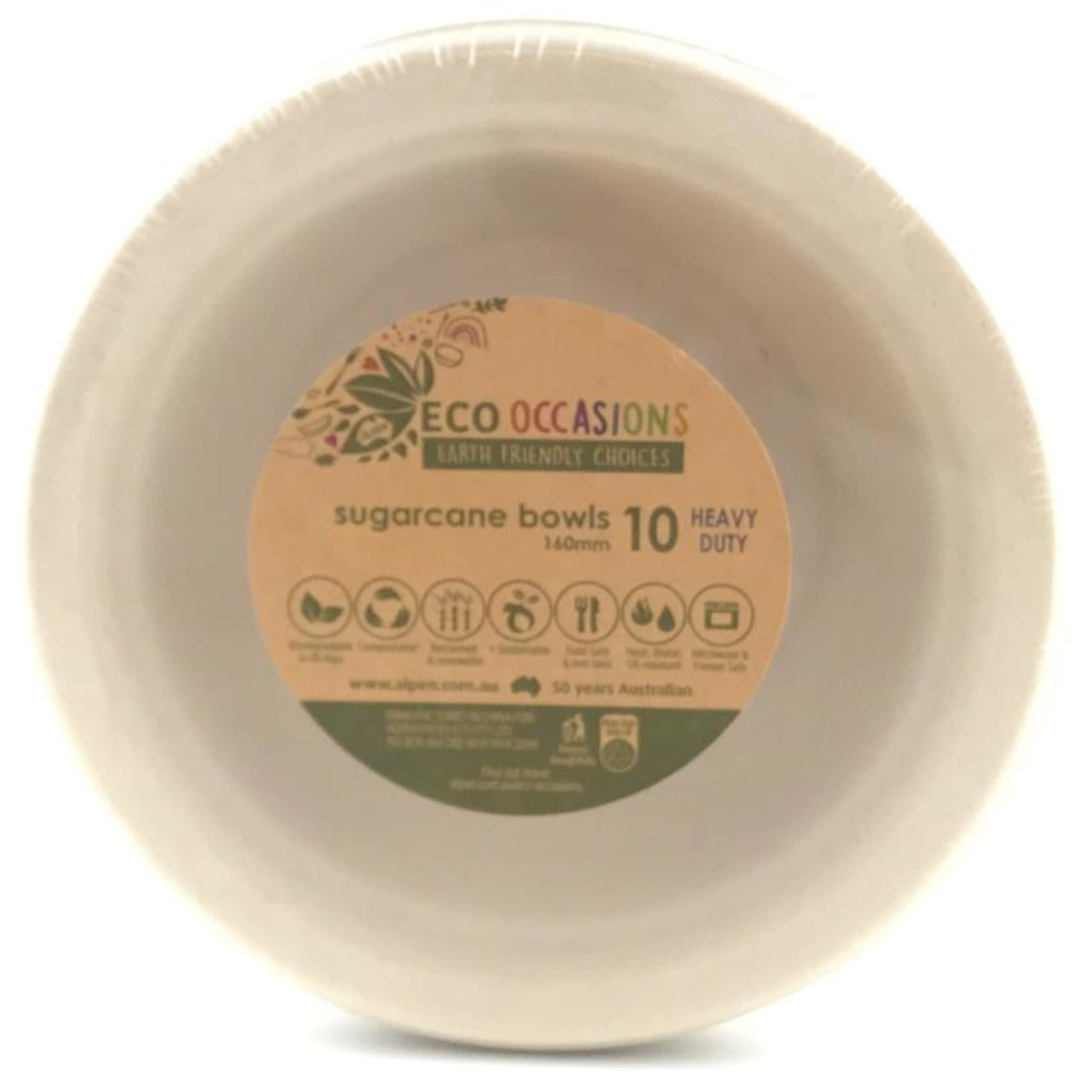 Eco Collection Sugarcane Bowls 160mm Natural (10 Pack)