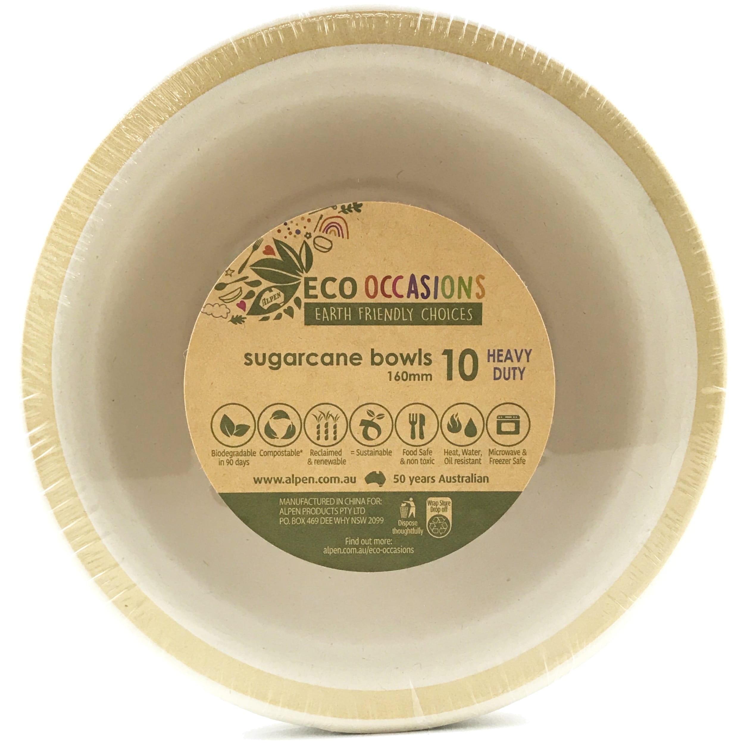 Eco Collection Sugarcane Bowls 160mm Gold (10 Pack)