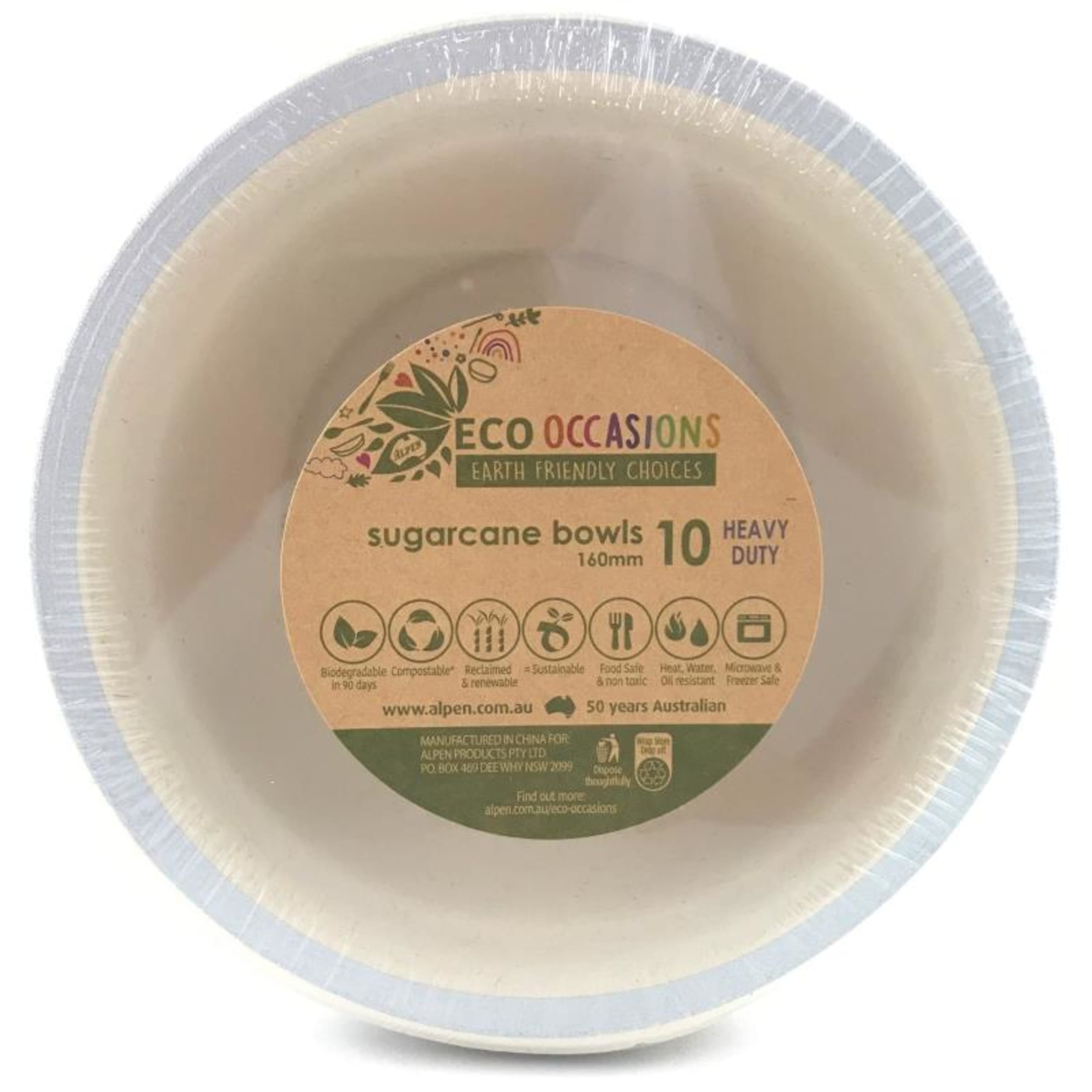 Eco Collection Sugarcane Bowls 160mm Silver (10 Pack)