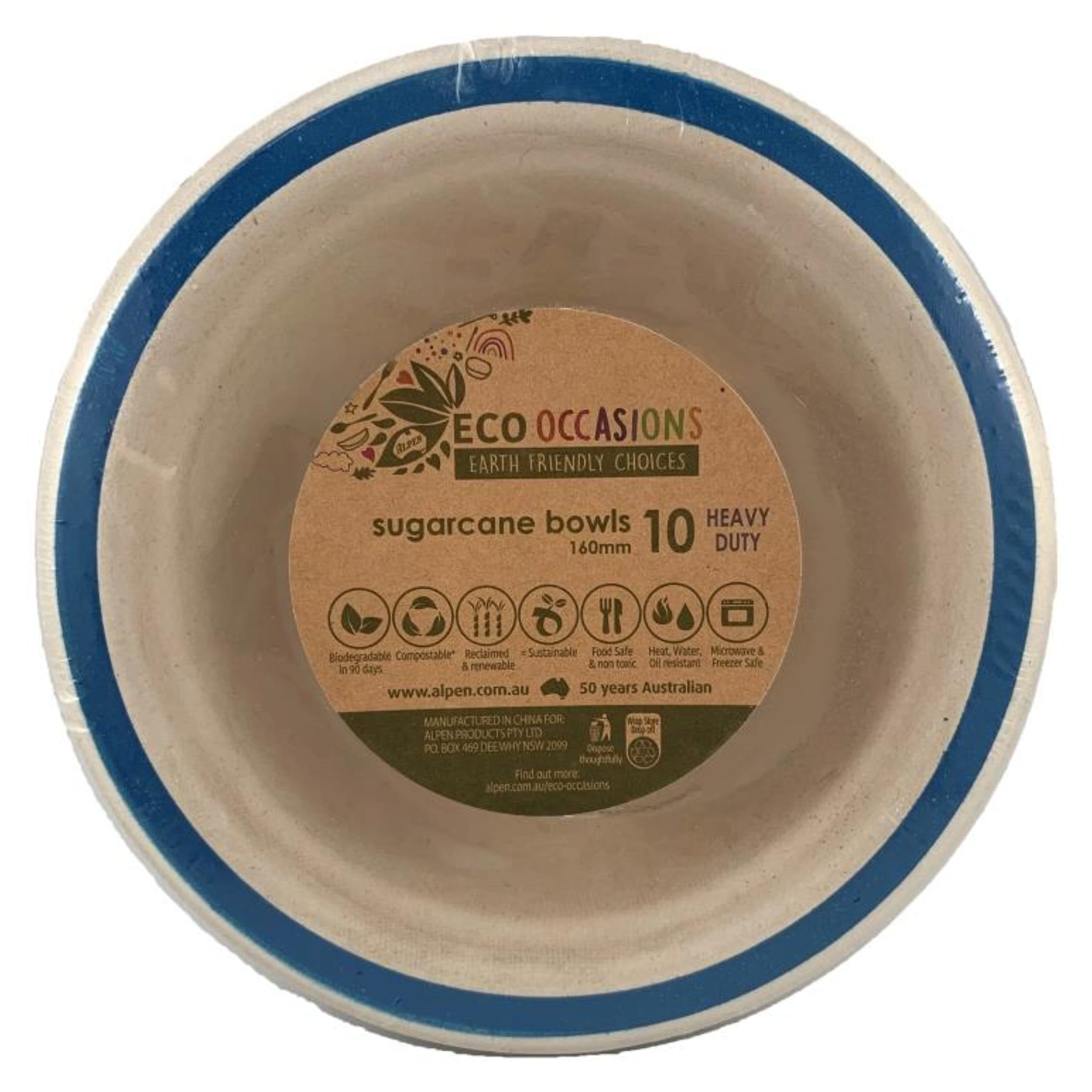 Eco Collection Sugarcane Bowls 160mm Royal Blue (10 Pack)