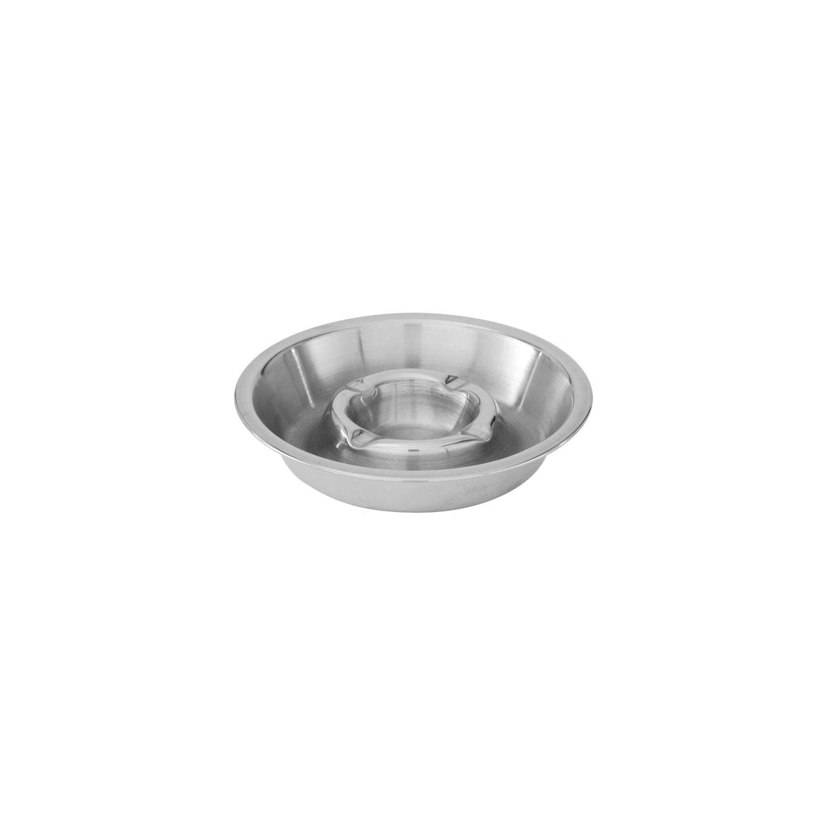 Trenton Double Well Ashtray - Stainless Steel (135mm - Silver)