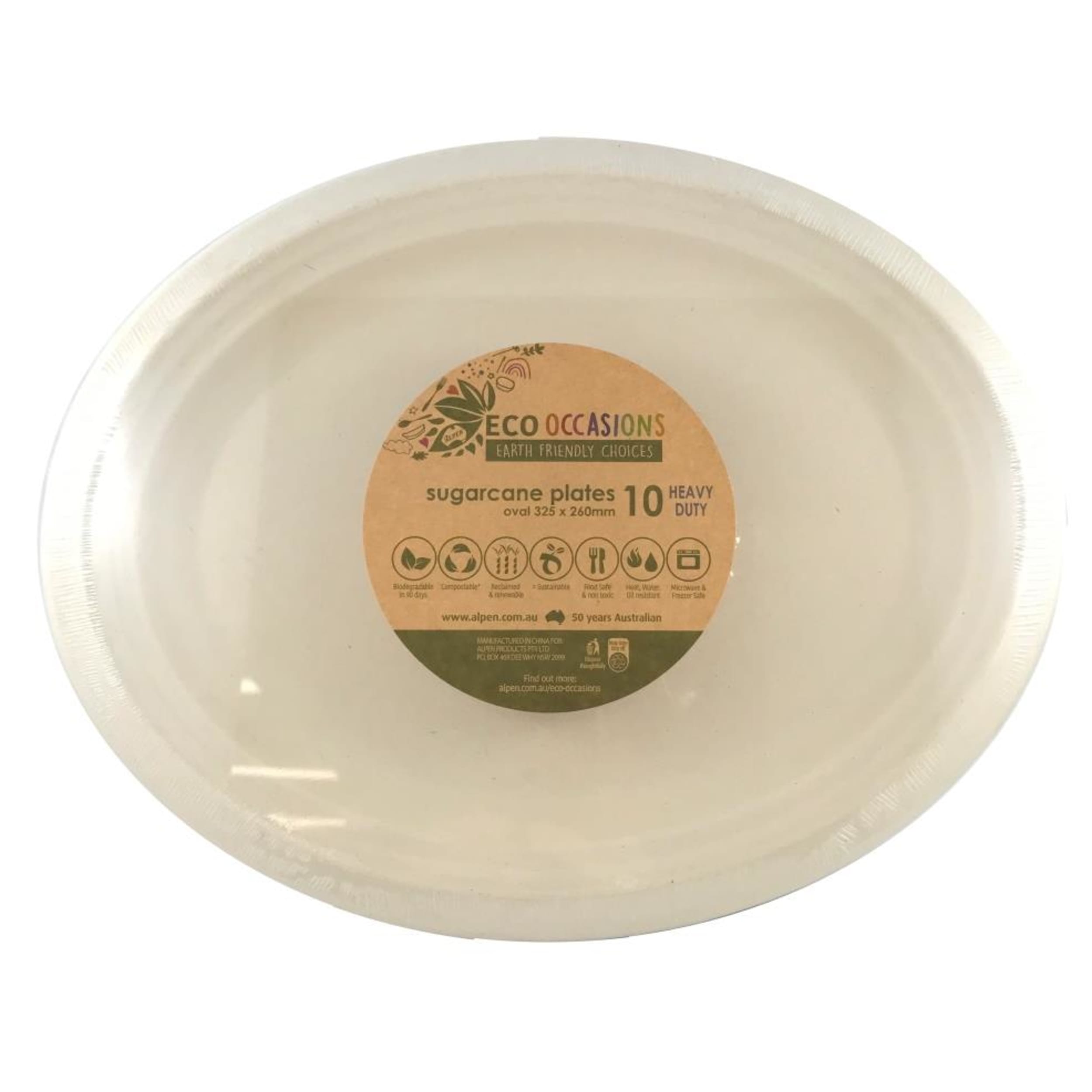 Eco Collection Sugarcane Oval Plates 325x260mm Natural (10 Pack)