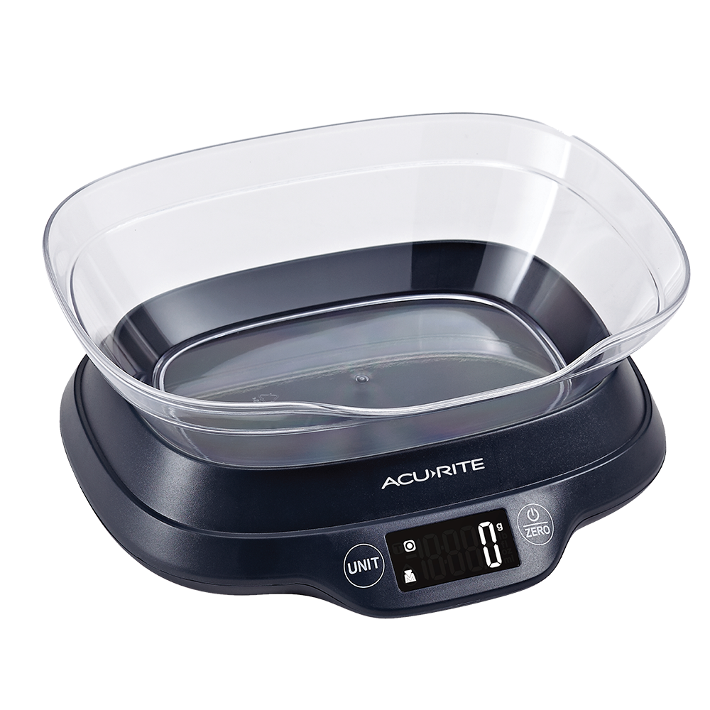 Acurite Digital Scale W/ Bowl & Backlight Display 1g/5kg - Black