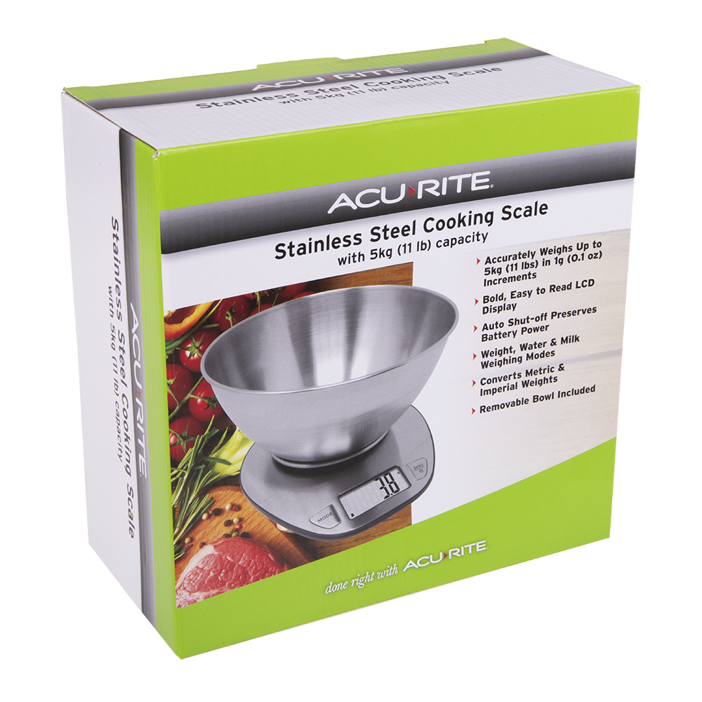 Acurite Stainless Steel Digital Scale W/ Bowl 1g/5kg