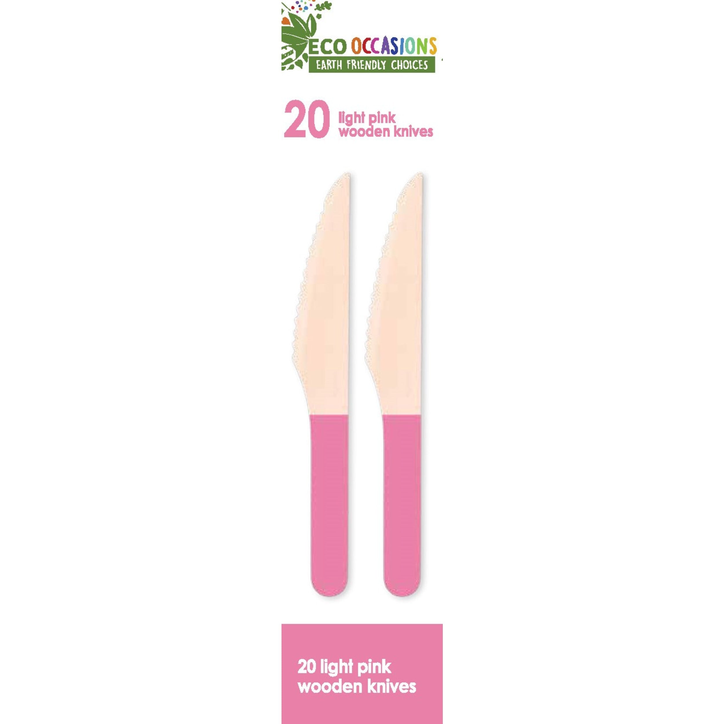 Eco Collection Wooden Knives Pastel Pink (20 Pack)
