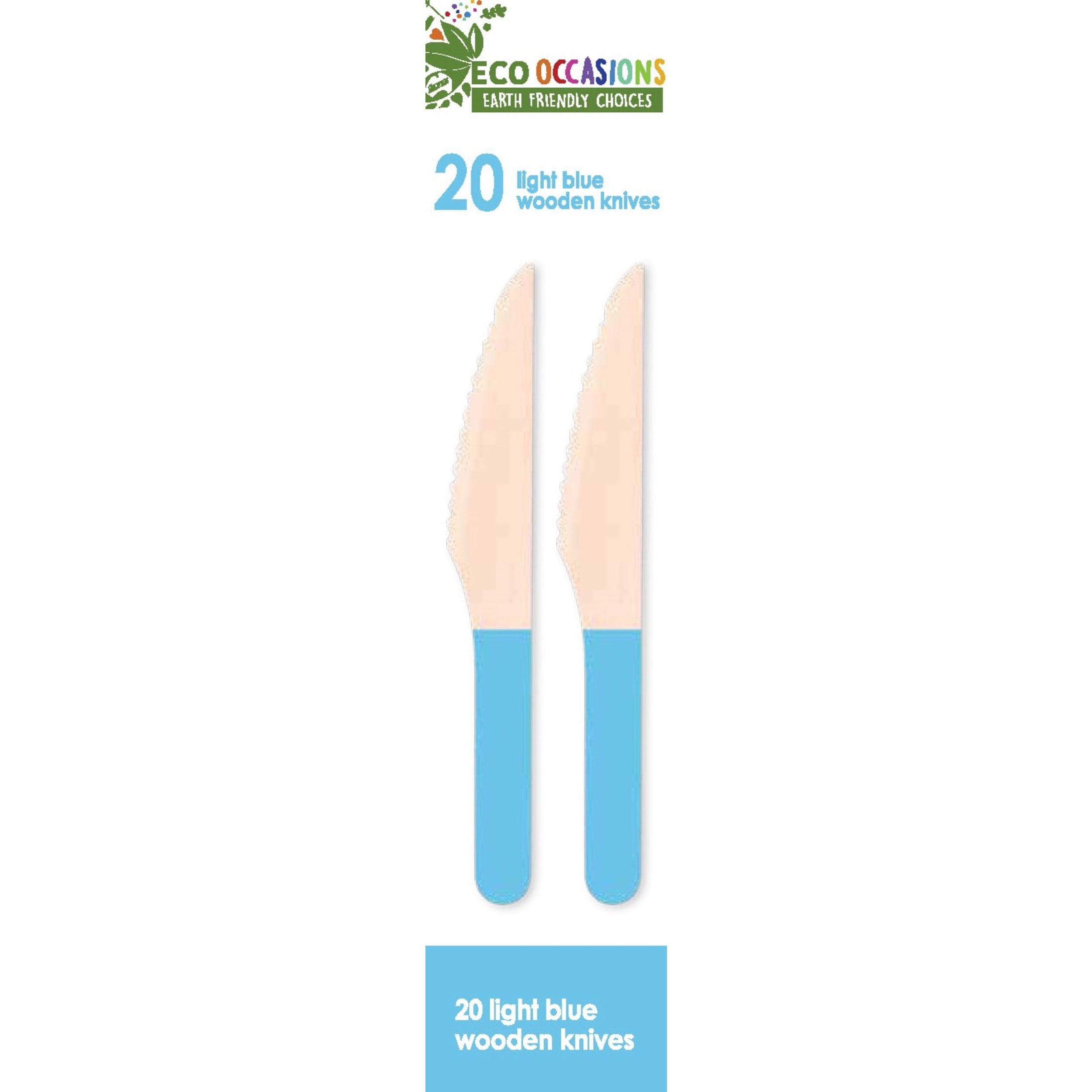 Eco Collection Wooden Knives Pastel Blue (20 Pack)