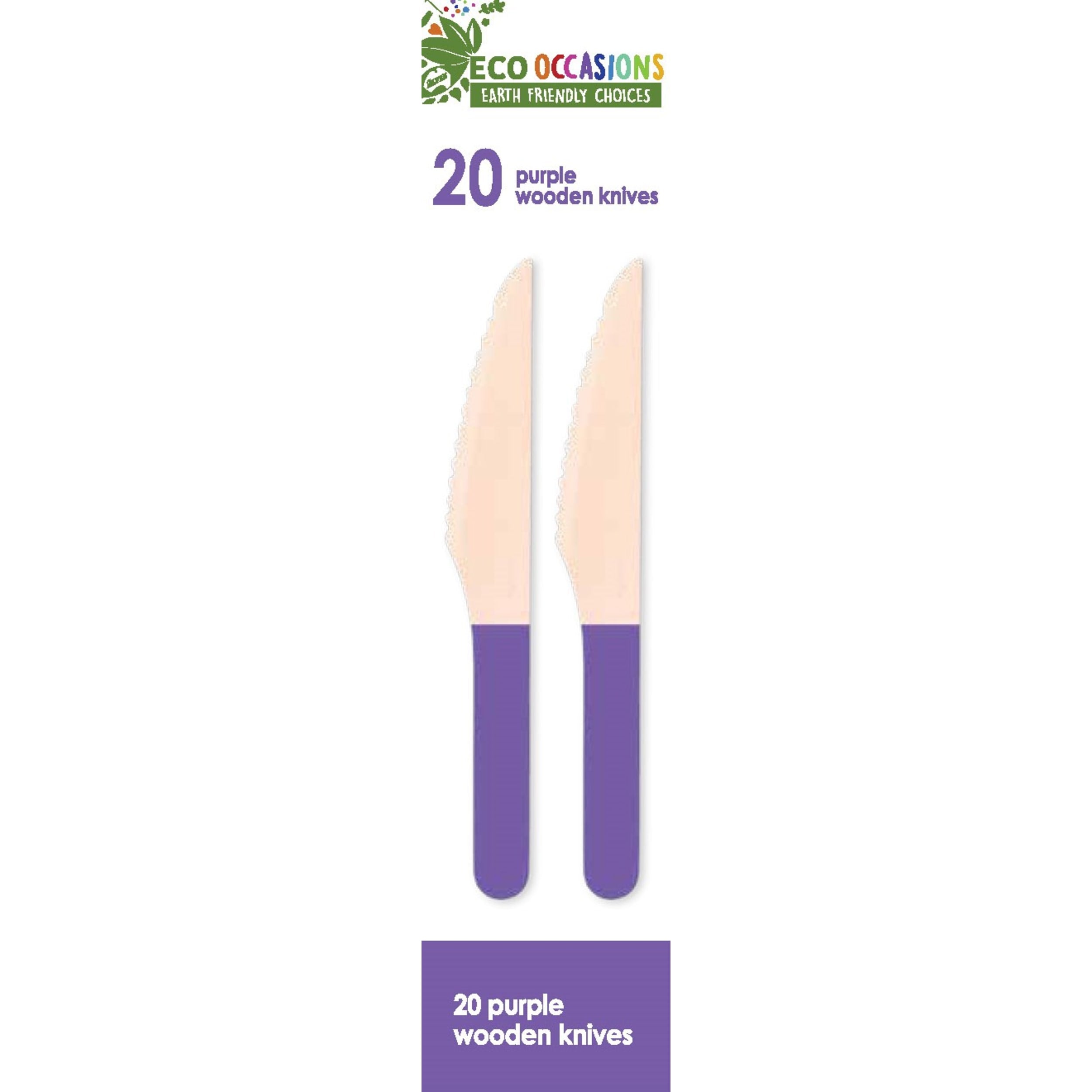 Eco Collection Wooden Knives Purple (20 Pack)