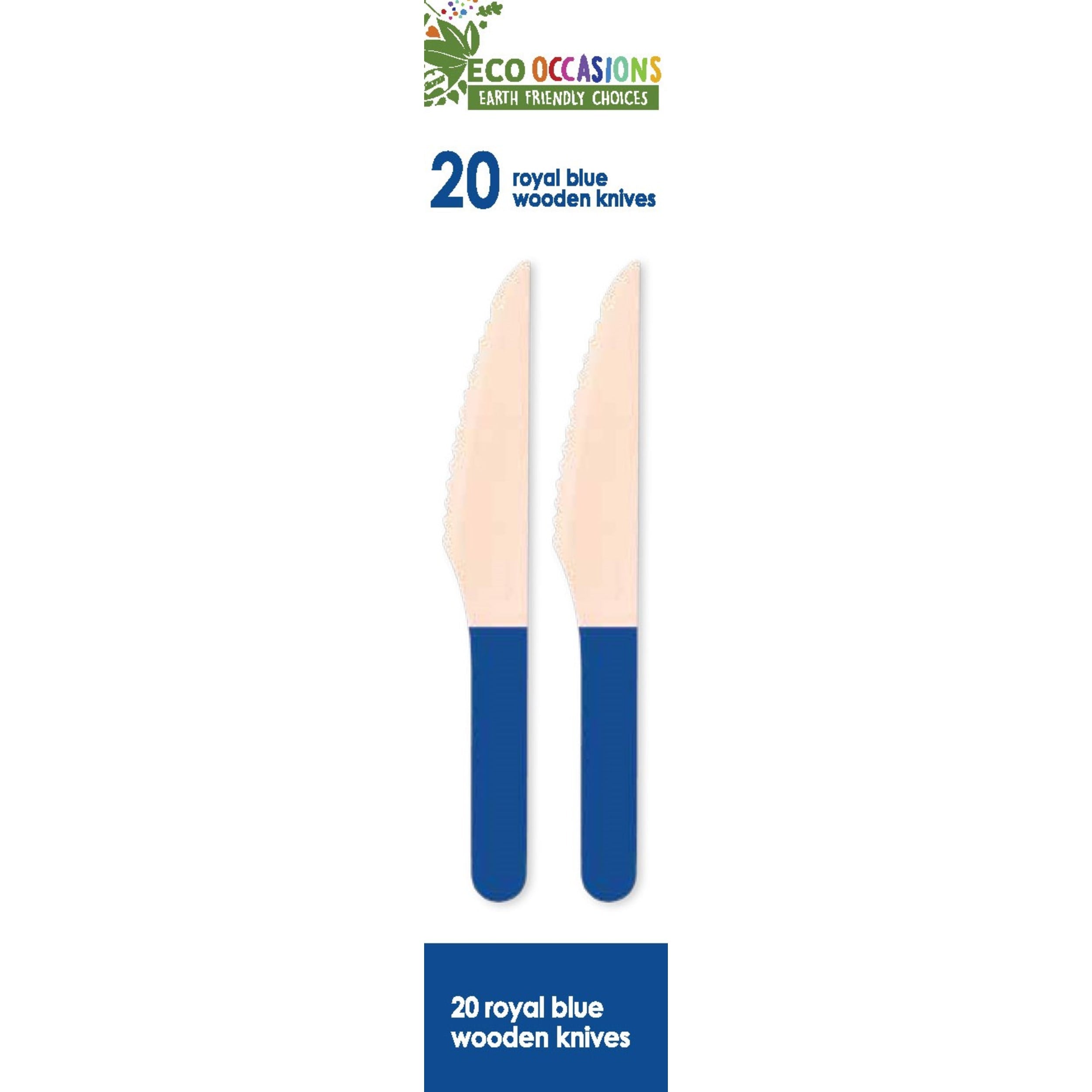 Eco Collection Wooden Knives Royal Blue (20 Pack)